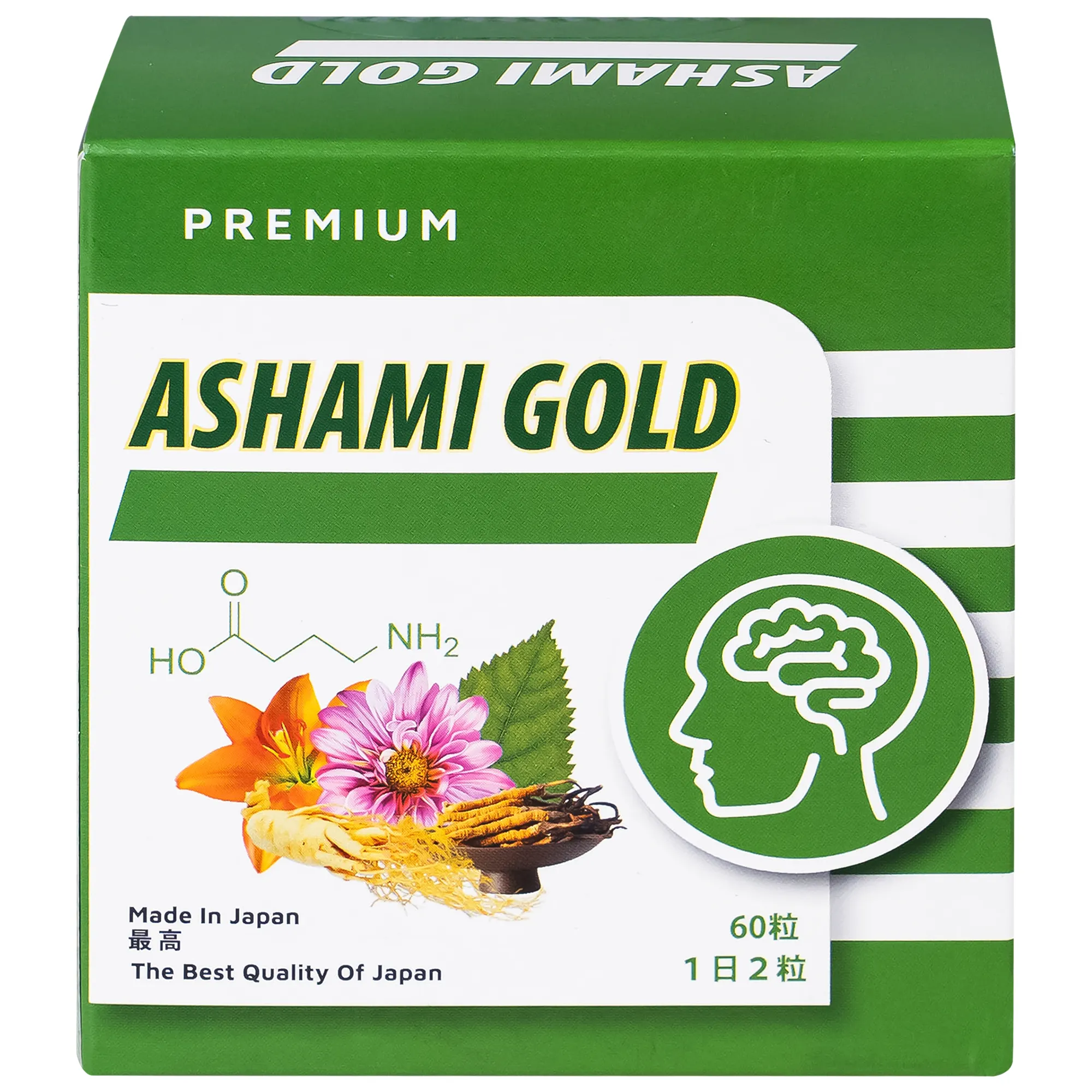 VIÊN UỐNG HỖ TRỢ CẢI THIỆN TÌNH TRẠNG LO ÂU, CẢI THIỆN GIẤC NGỦ ASHAMI GOLD 60V 8