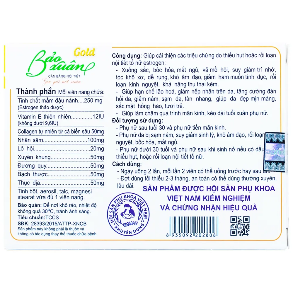 VIÊN UỐNG HỖ TRỢ CÂN BẰNG NỘI TIẾT TỐ NỮ BẢO XUÂN GOLD NAM DƯỢC 3X10 3