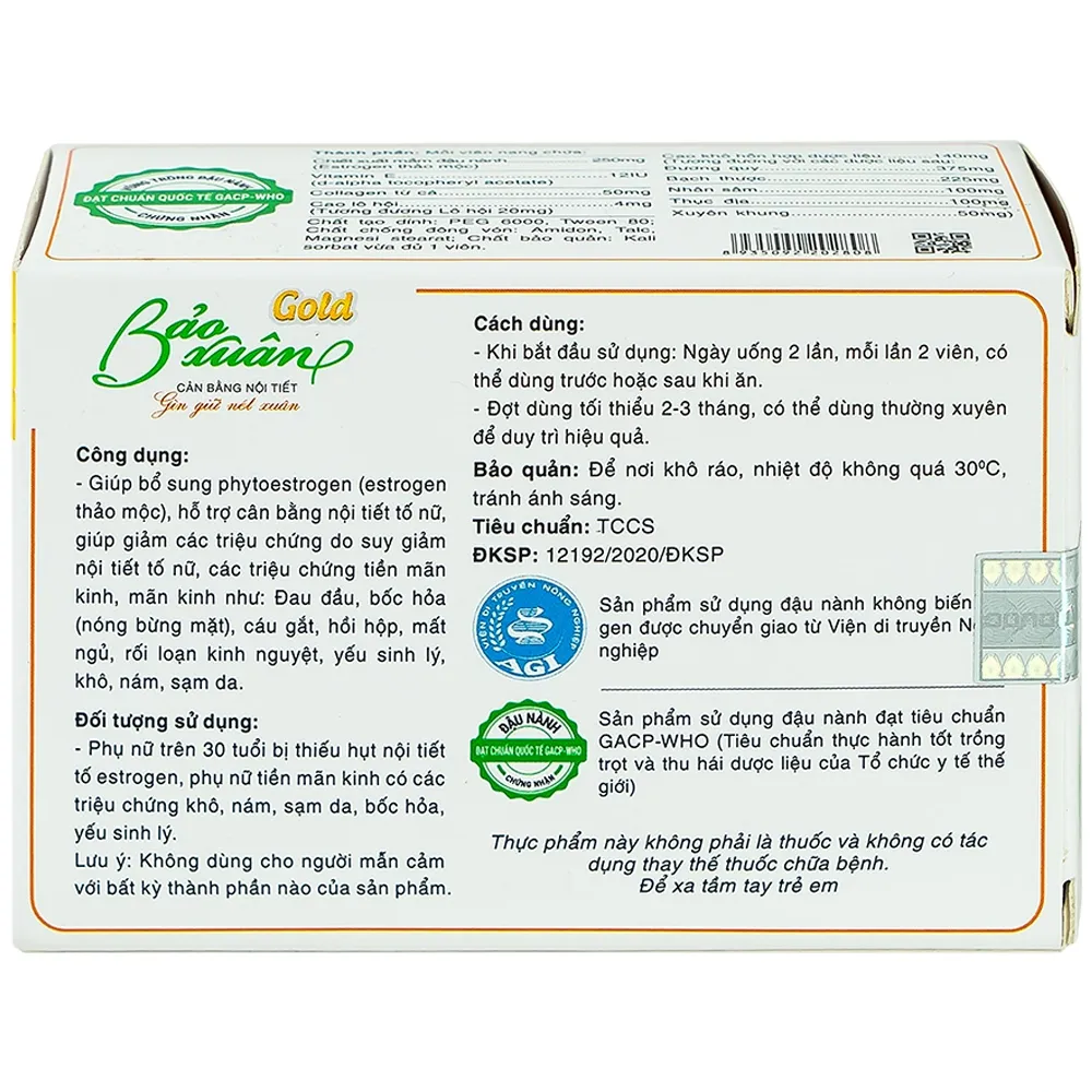 VIÊN UỐNG HỖ TRỢ CÂN BẰNG NỘI TIẾT TỐ NỮ BẢO XUÂN GOLD NAM DƯỢC 3X10 8