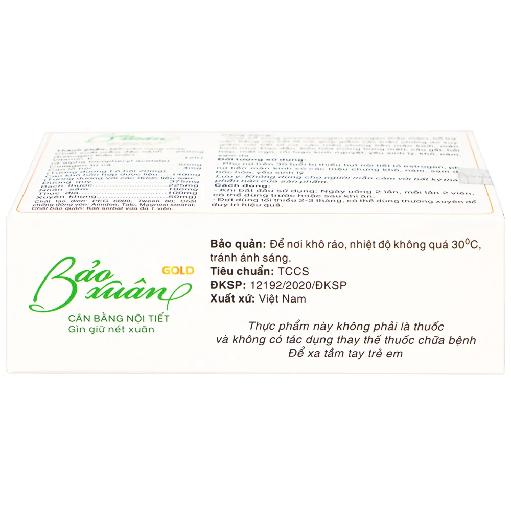 VIÊN UỐNG HỖ TRỢ CÂN BẰNG NỘI TIẾT TỐ NỮ BẢO XUÂN GOLD NAM DƯỢC 3X10 11
