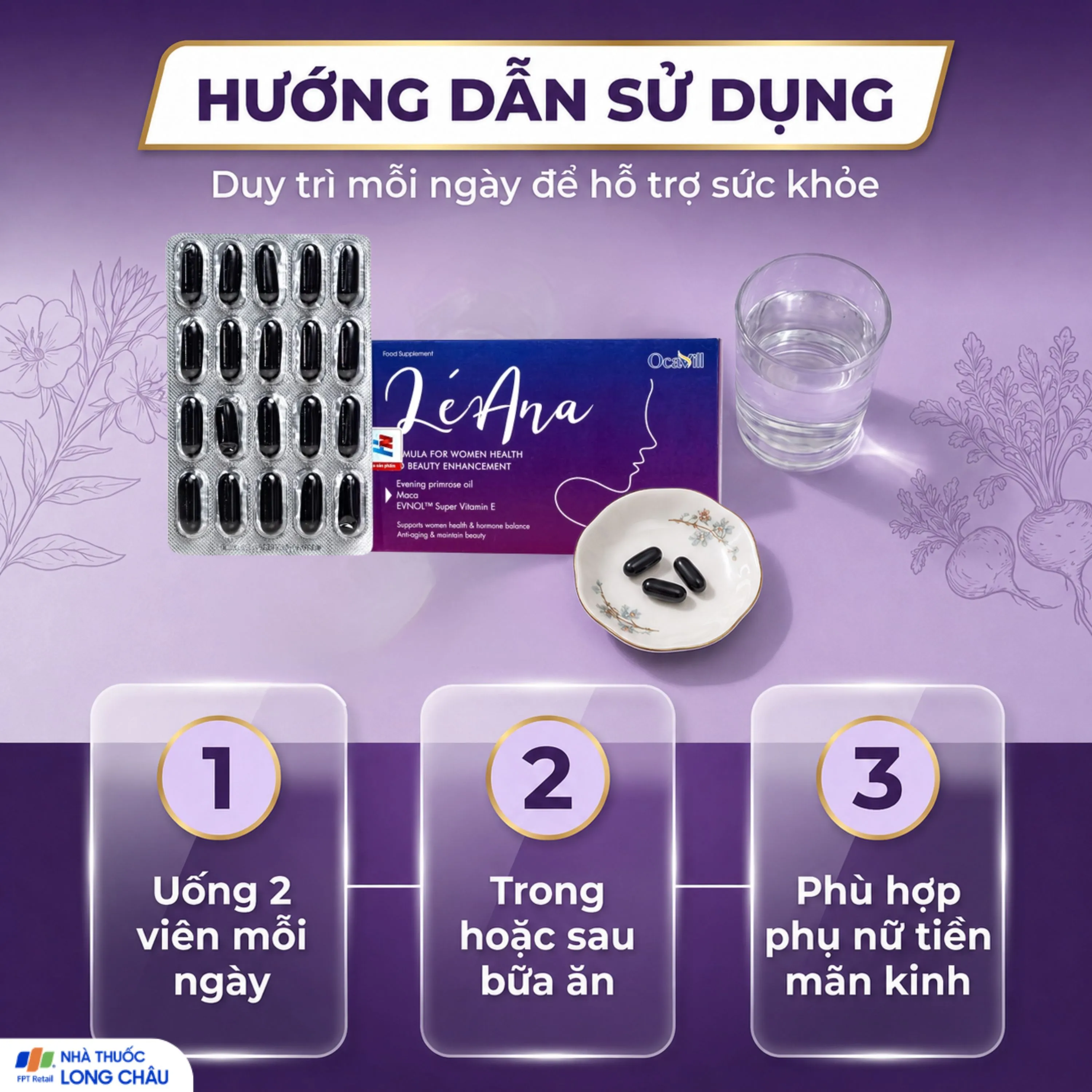VIÊN UỐNG HỖ TRỢ CÂN BẰNG NỘI TIẾT TỐ, CẢI THIỆN TRIỆU CHỨNG TIỀN MÃN KINH LÉANA OCAVILL 3X20 5