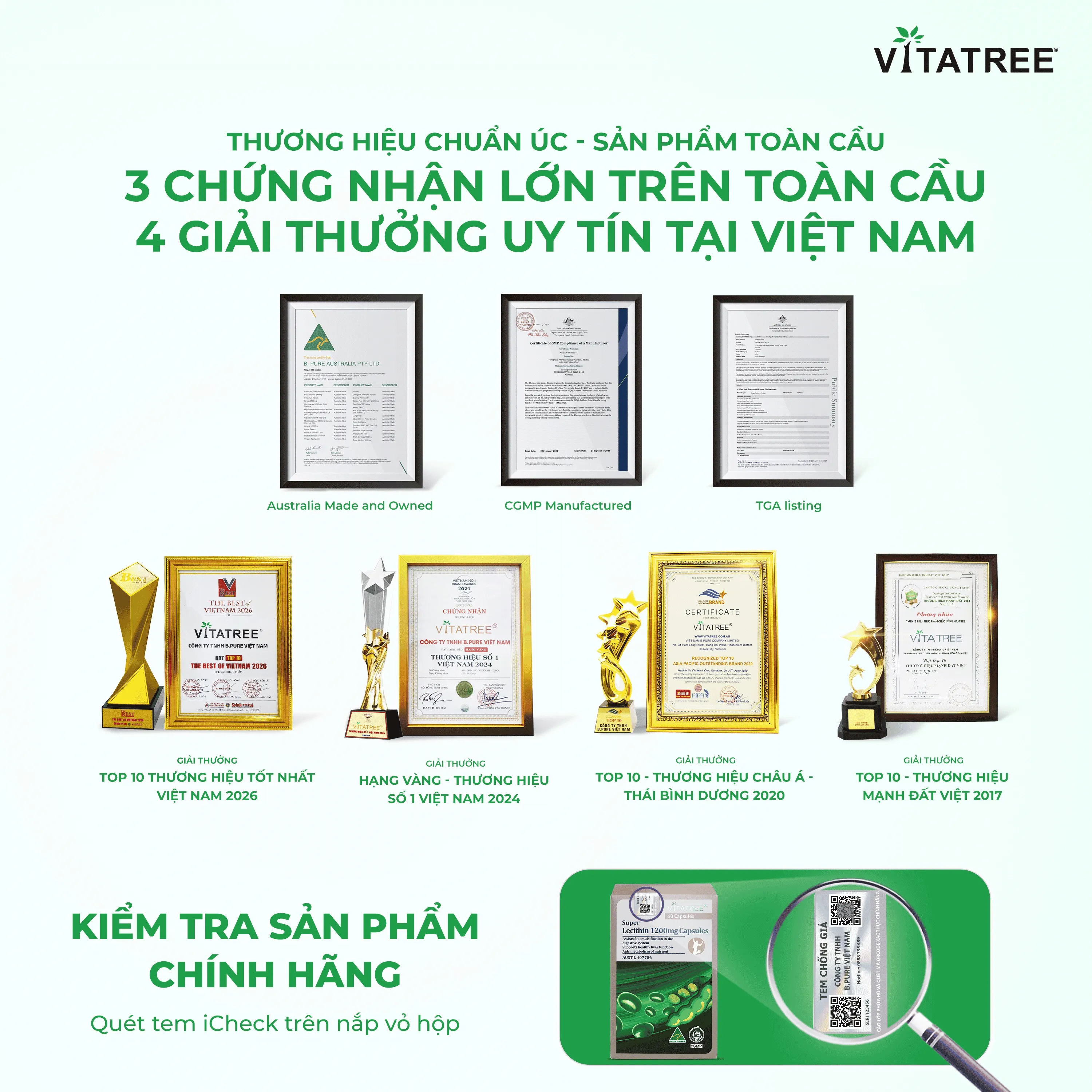 VIÊN UỐNG HỖ TRỢ CHỨC NĂNG GAN VITATREE SUPER LECITHIN 1200MG CAPSULES 60V 5