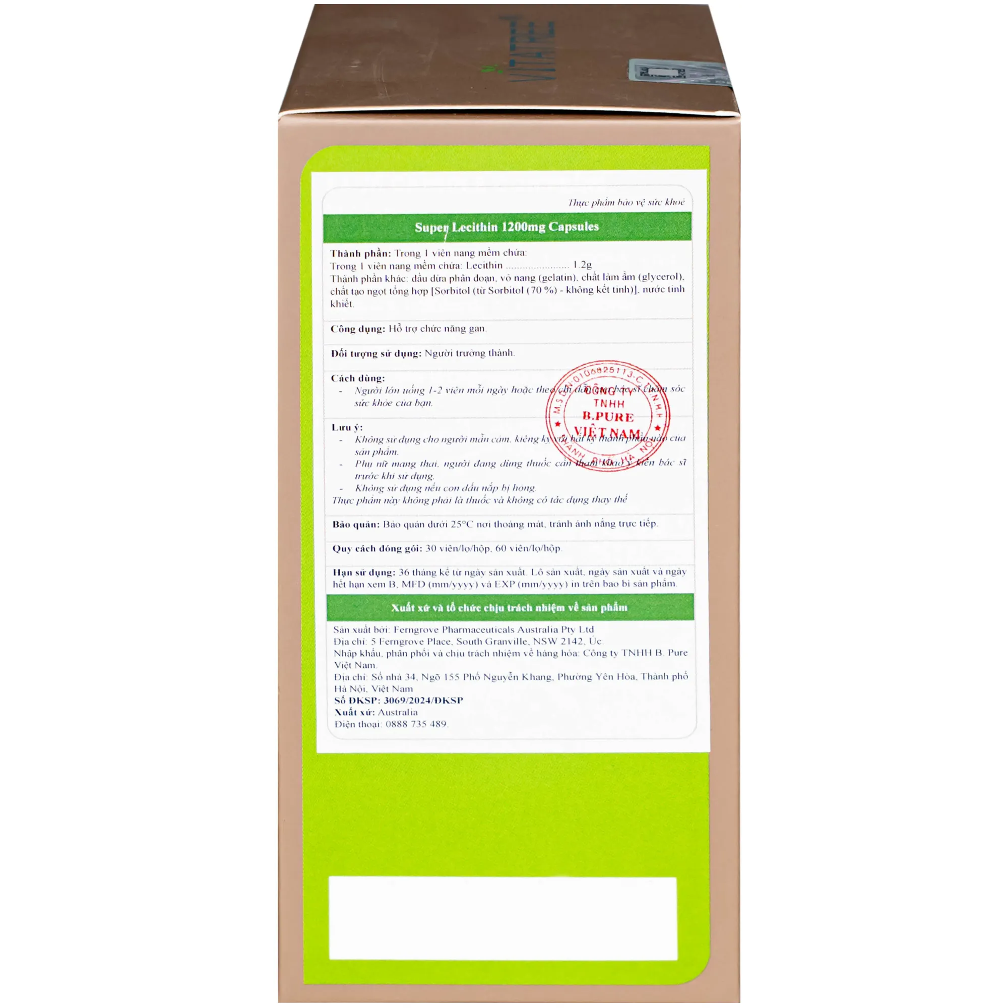 VIÊN UỐNG HỖ TRỢ CHỨC NĂNG GAN VITATREE SUPER LECITHIN 1200MG CAPSULES 60V 7