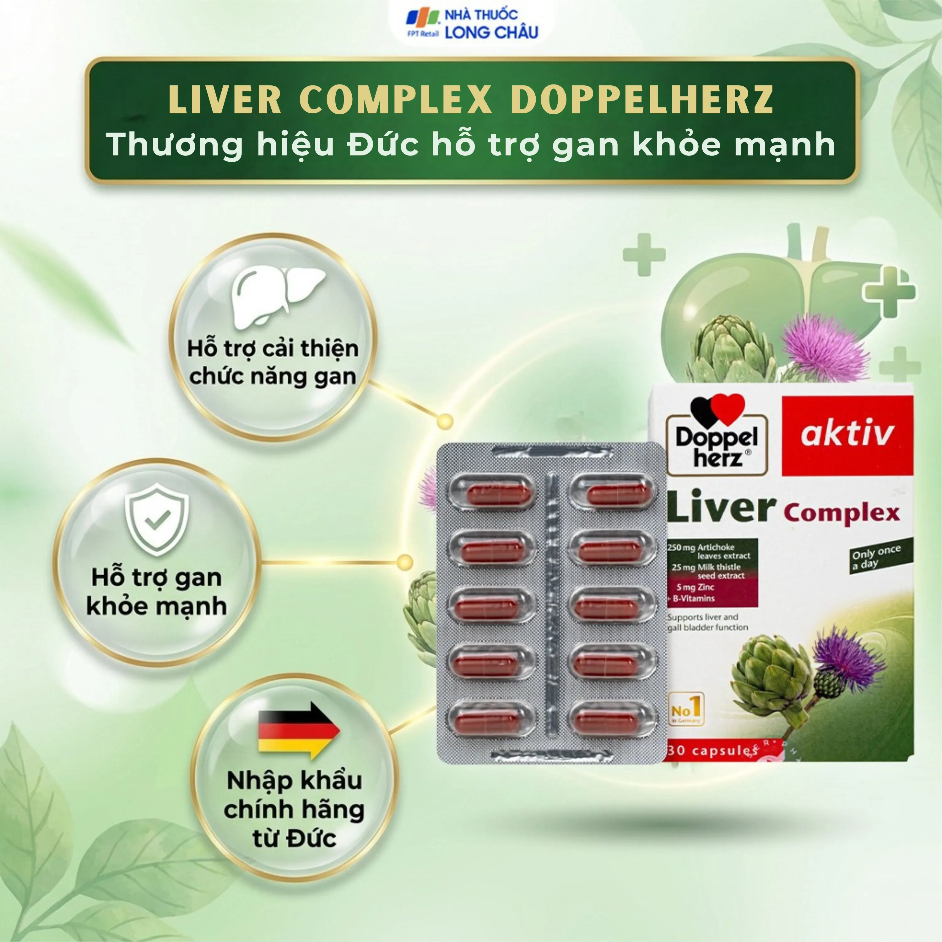 VIÊN UỐNG HỖ TRỢ CHỨC NĂNG GAN LIVER COMPLEXDOPPELHERZ 3X10 2