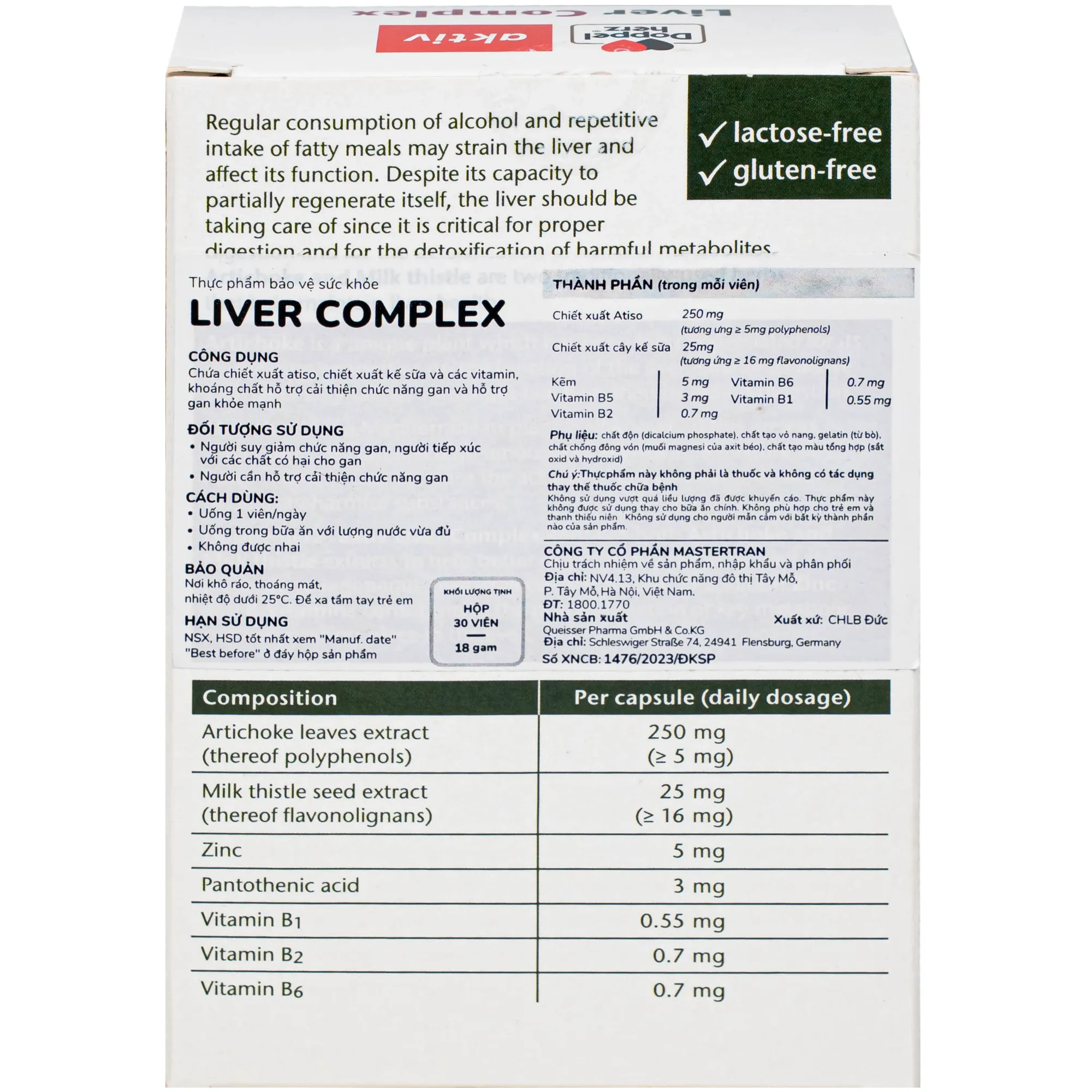 VIÊN UỐNG HỖ TRỢ CHỨC NĂNG GAN LIVER COMPLEXDOPPELHERZ 3X10 8