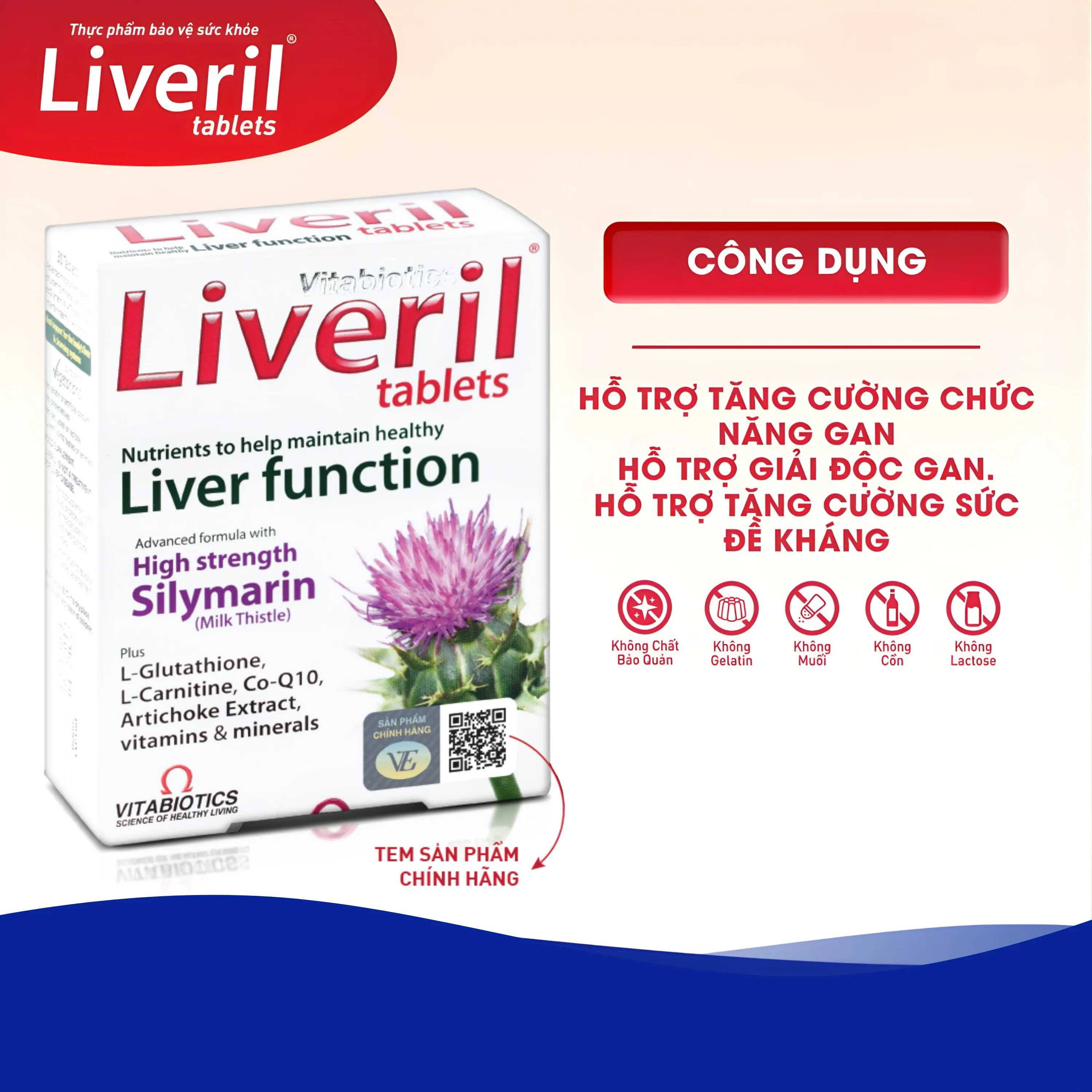 VIÊN UỐNG HỖ TRỢ CHỨC NĂNG GAN LIVERIL VITABIOTICS 5X6 2