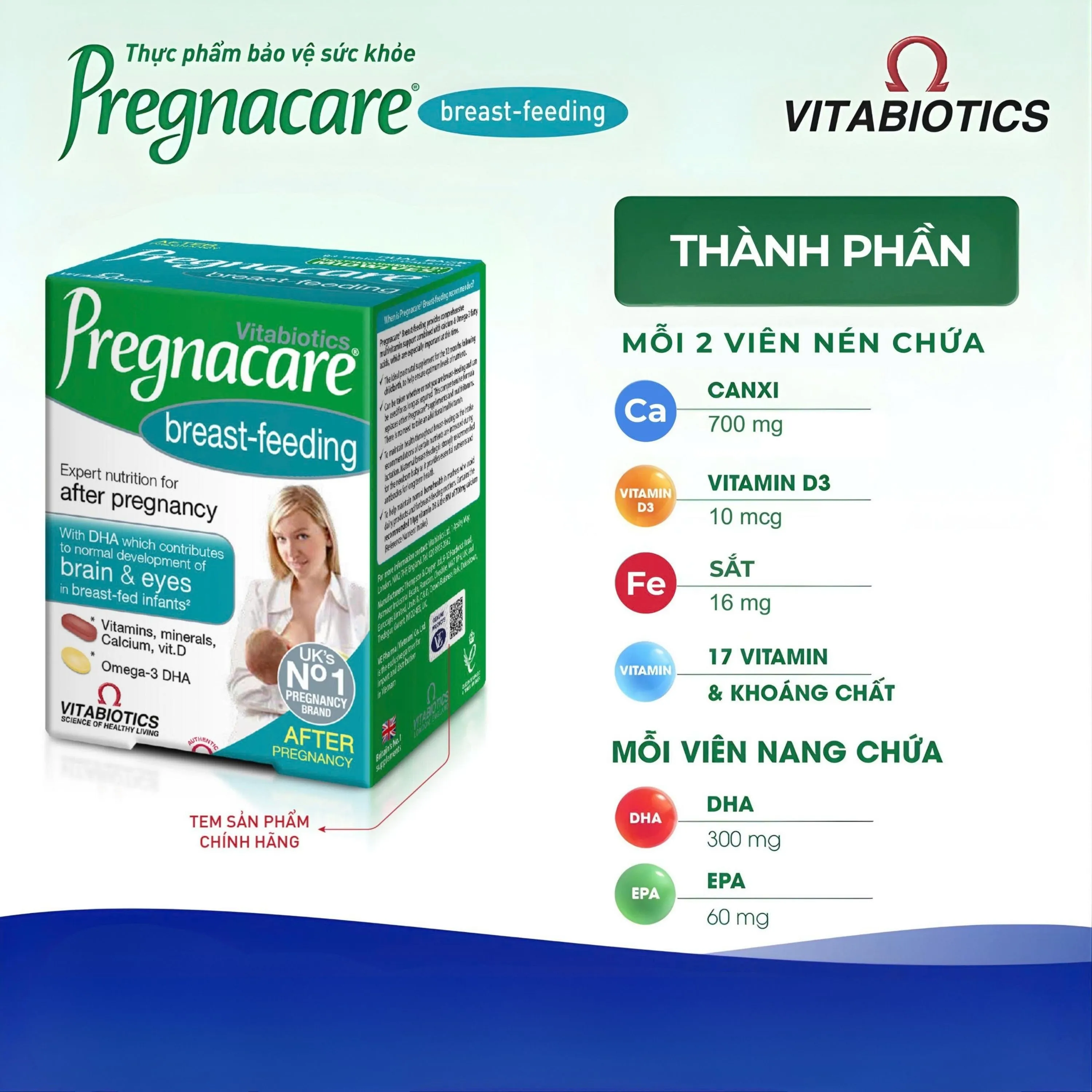 VIÊN UỐNG HỖ TRỢ CHO PHỤ NỮ CHO CON BÚ PREGNACARE BREAST-FEEDING VITABIOTICS 84V 4