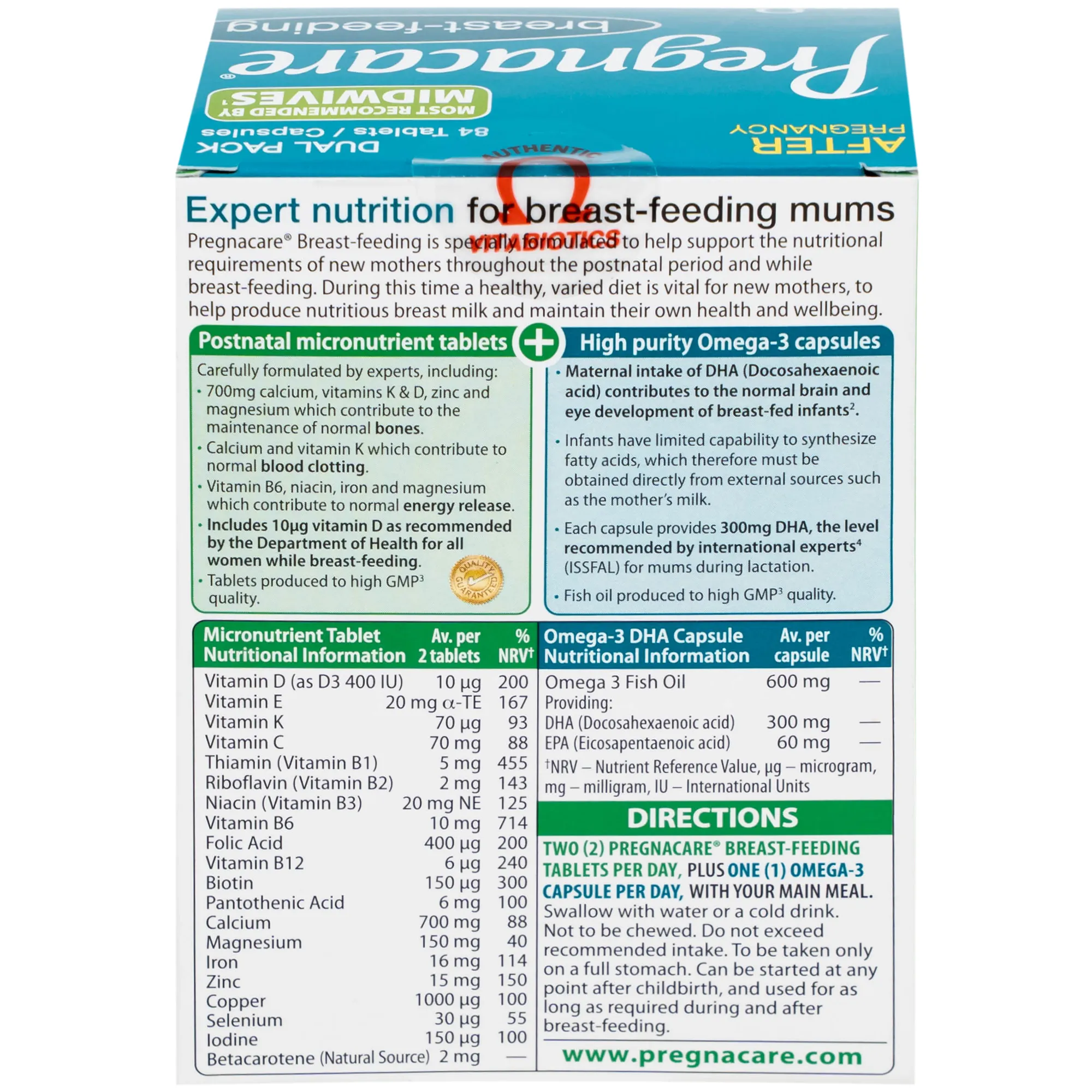VIÊN UỐNG HỖ TRỢ CHO PHỤ NỮ CHO CON BÚ PREGNACARE BREAST-FEEDING VITABIOTICS 84V 8