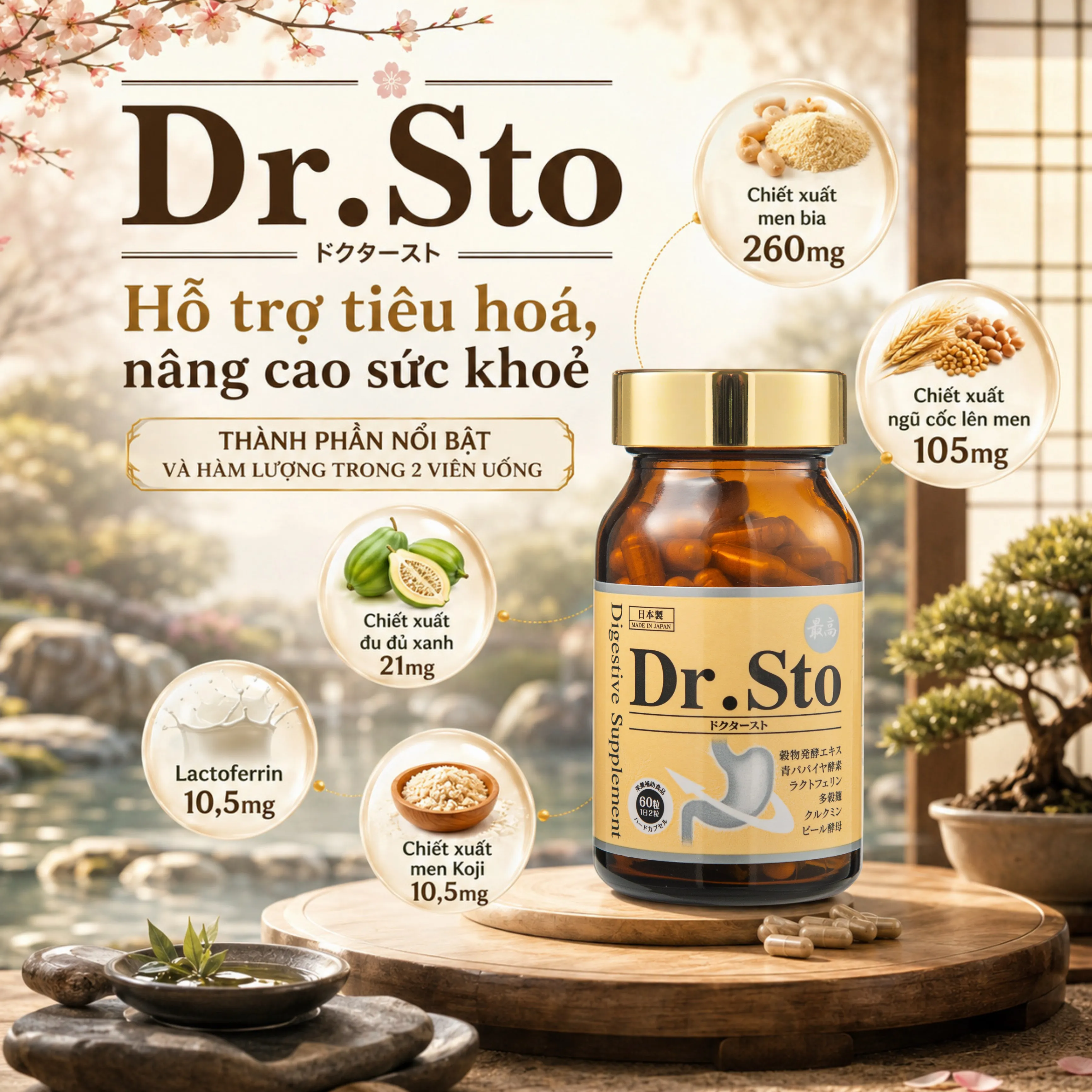 VIÊN UỐNG HỖ TRỢ DẠ DÀY DR. STO JPANWELL 60V 3
