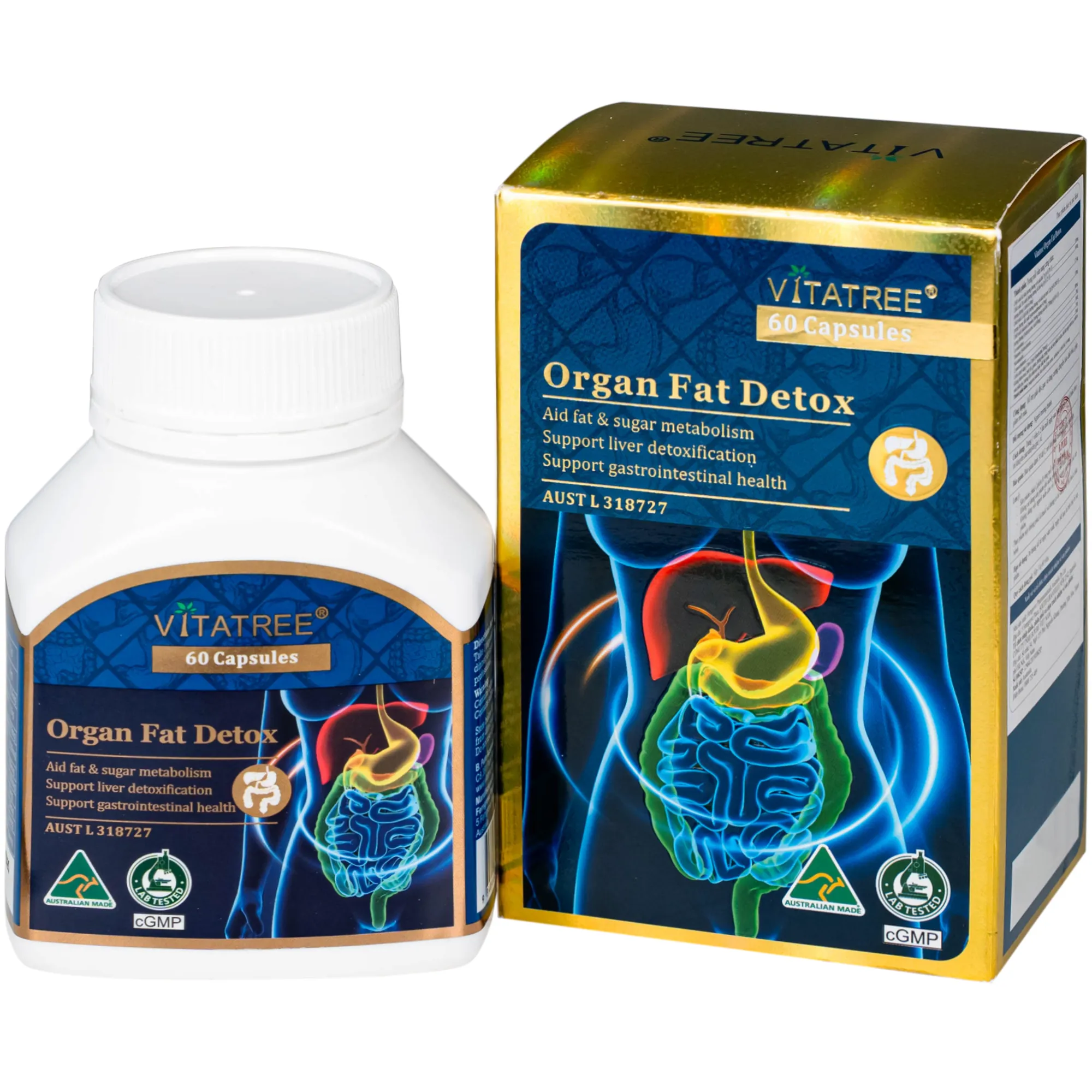 VIÊN UỐNG HỖ TRỢ GIẢI ĐỘC GAN, TĂNG CƯỜNG CHUYỂN HOÁ CHẤT BÉO, GIÚP GIẢM MỠ MÁU VITATREE ORGAN FAT DETOX 60V