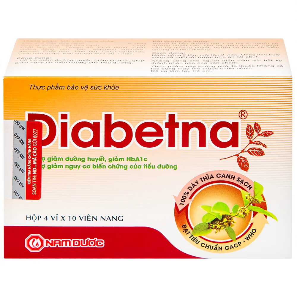 VIÊN UỐNG HỖ TRỢ GIẢM ĐƯỜNG HUYẾT DIABETNA NAM DƯỢC 4X10 2