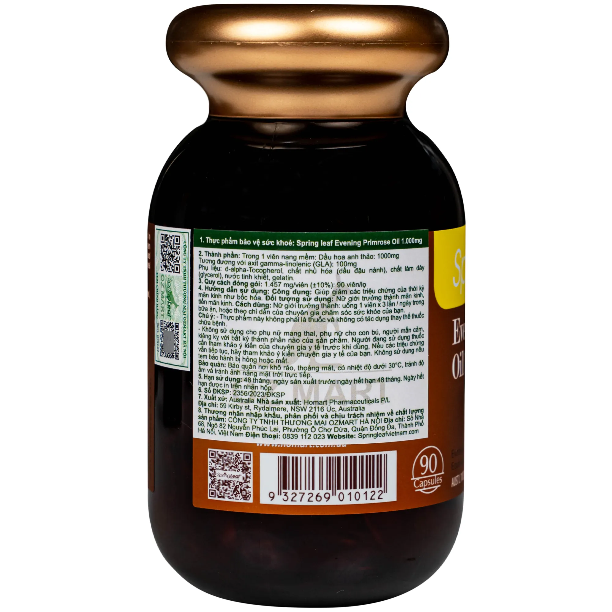 VIÊN UỐNG HỖ TRỢ GIẢM CÁC TRIỆU CHỨNG CỦA THỜI KỲ TIỀN MÃN KINH SPRING LEAF EVENING PRIMROSE OIL 1000MG 90V 2