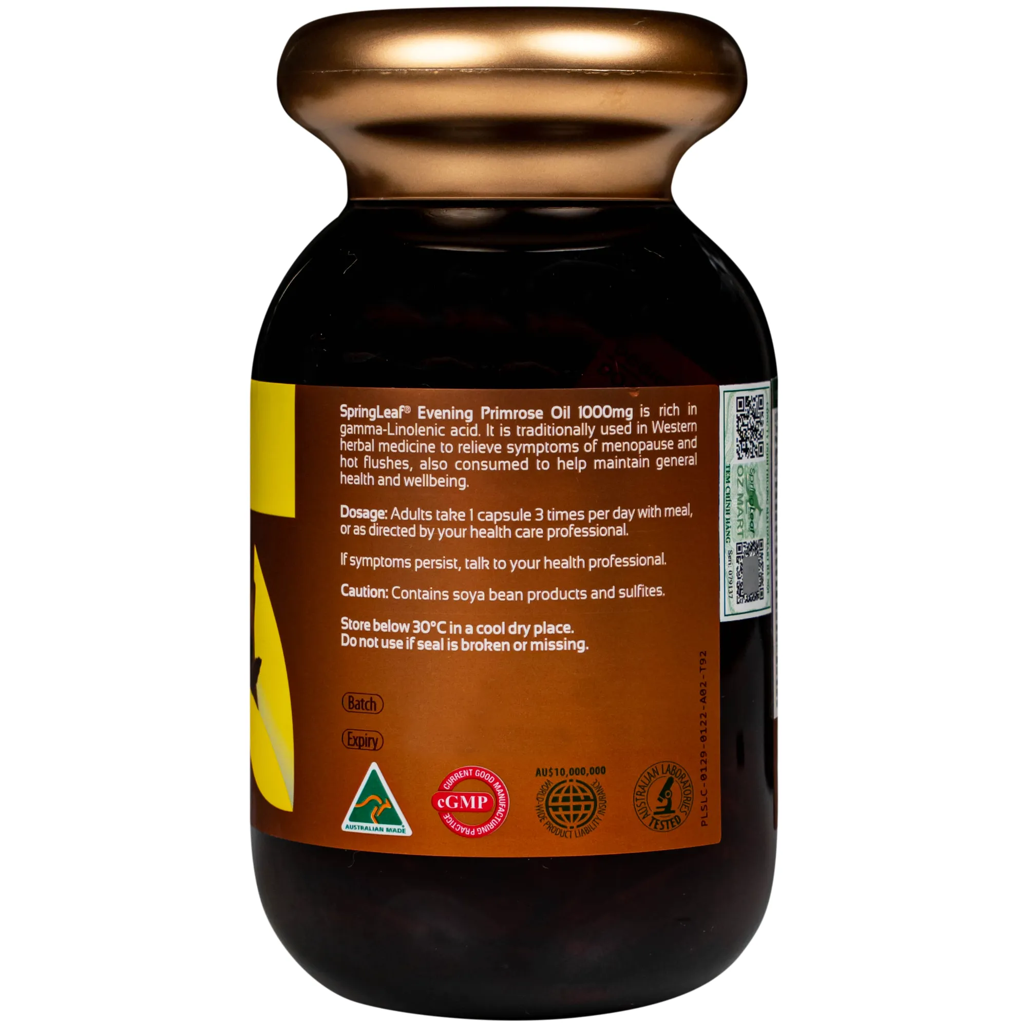 VIÊN UỐNG HỖ TRỢ GIẢM CÁC TRIỆU CHỨNG CỦA THỜI KỲ TIỀN MÃN KINH SPRING LEAF EVENING PRIMROSE OIL 1000MG 90V 3