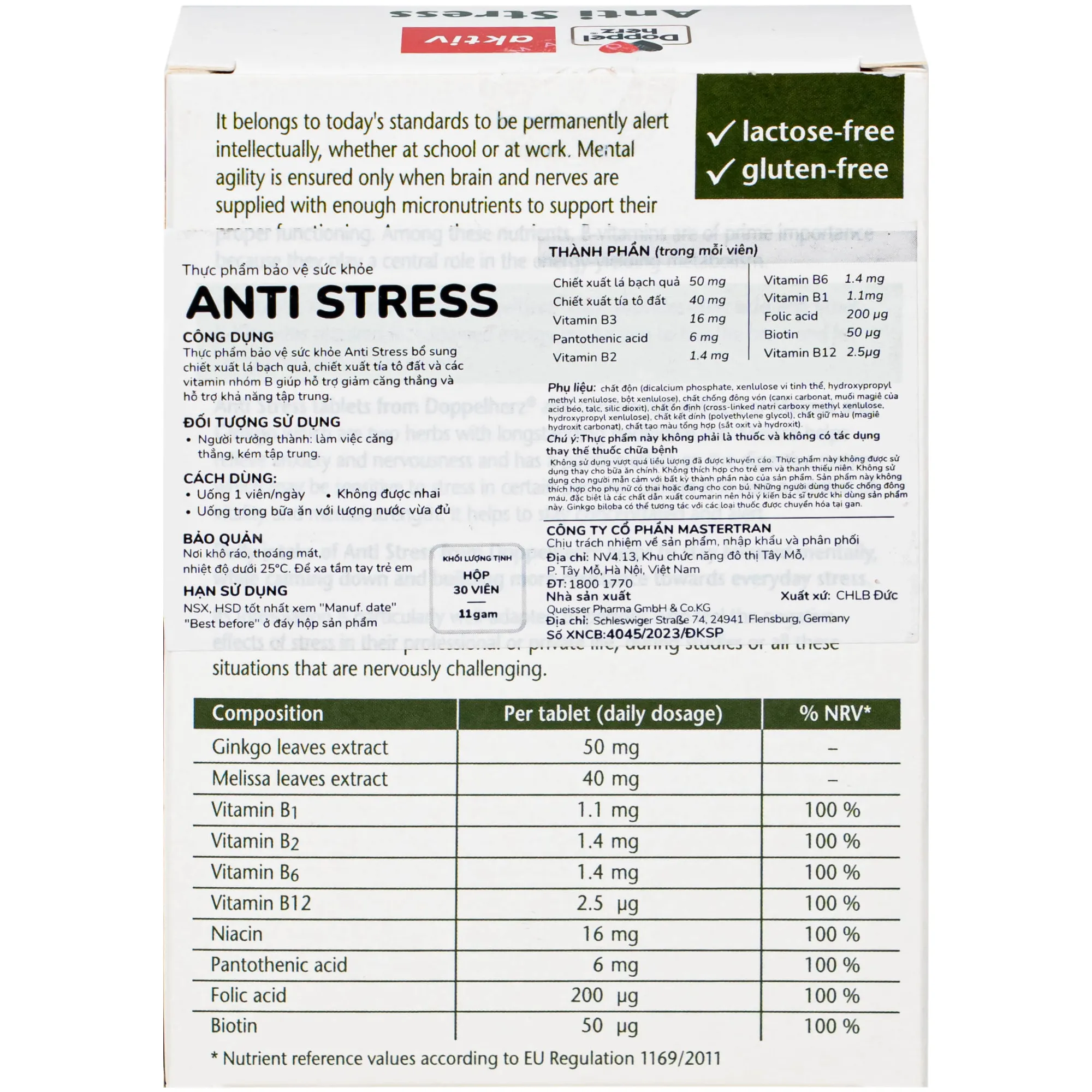 VIÊN UỐNG HỖ TRỢ GIẢM CĂNG THẲNG ANTI STRESS DOPPELHERZ 2X15 3