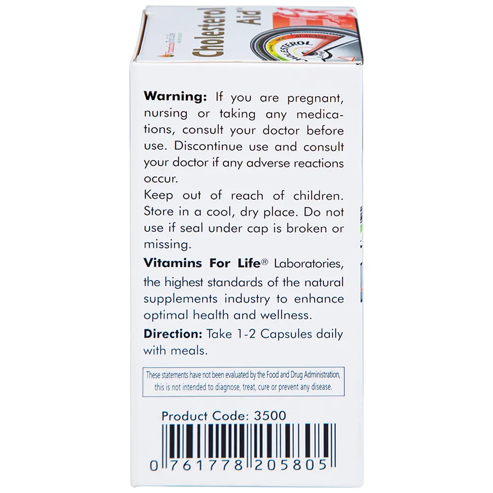 VIÊN UỐNG HỖ TRỢ GIẢM CHOLESTEROL CHO NGƯỜI BỊ MỠ MÁU-CHOLESTEROL AID VITAMINS FOR LIFE 60V 12