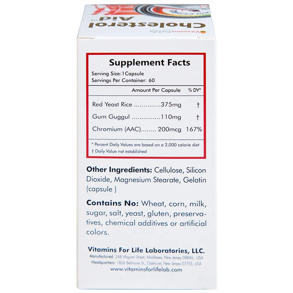 VIÊN UỐNG HỖ TRỢ GIẢM CHOLESTEROL CHO NGƯỜI BỊ MỠ MÁU-CHOLESTEROL AID VITAMINS FOR LIFE 60V 10