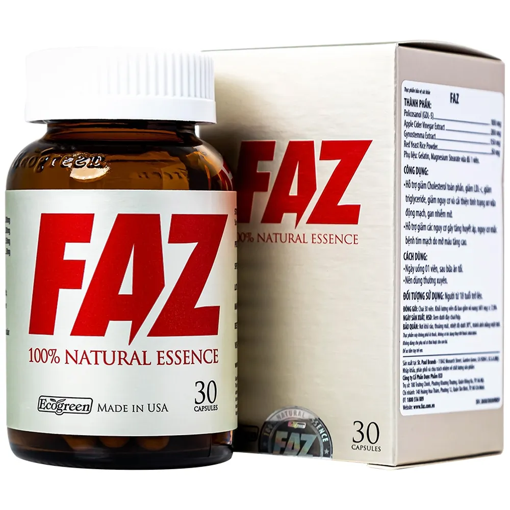 VIÊN UỐNG HỖ TRỢ GIẢM CHOLESTEROL TOÀN PHẦN FAZ ECOGREEN 30V