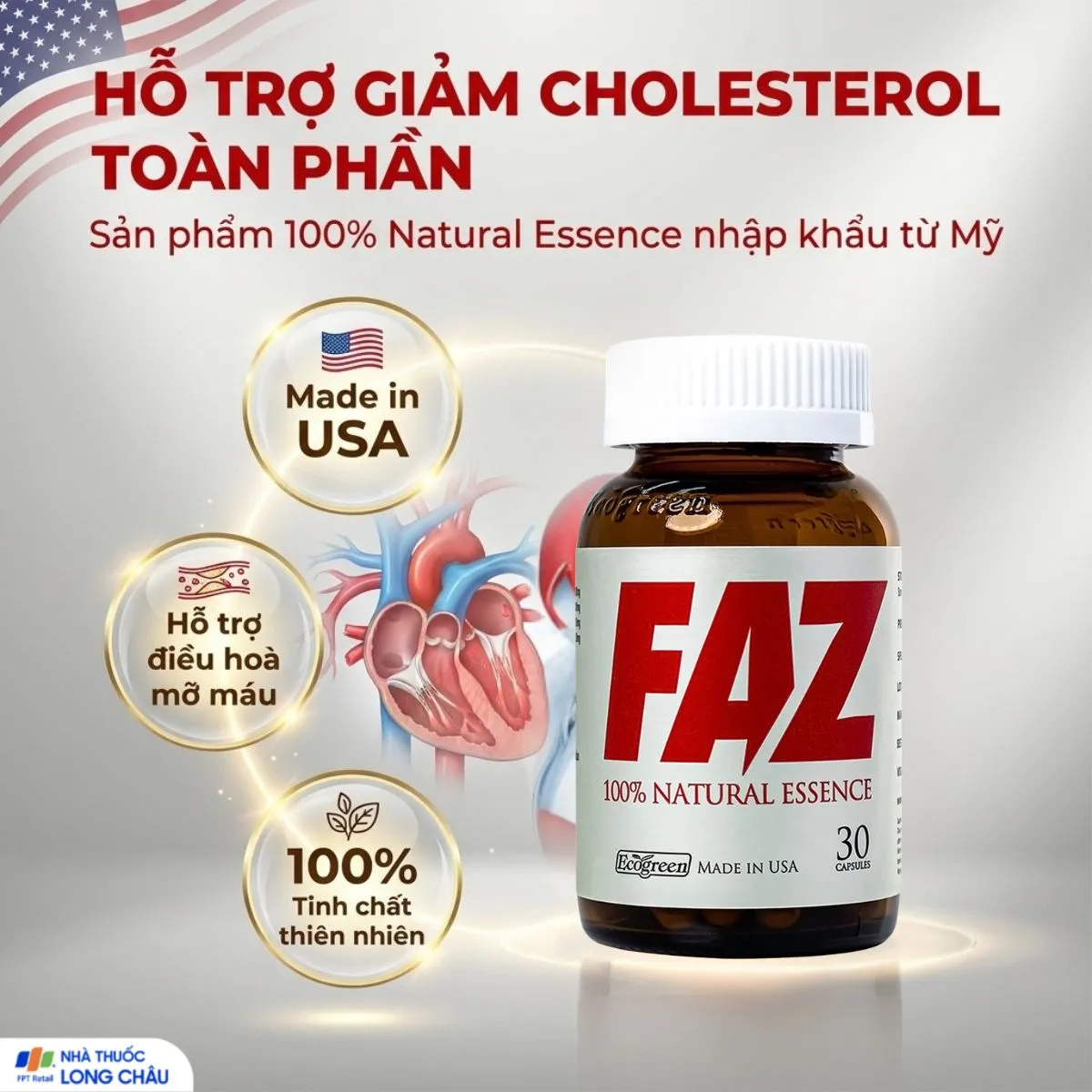 VIÊN UỐNG HỖ TRỢ GIẢM CHOLESTEROL TOÀN PHẦN FAZ ECOGREEN 30V 2