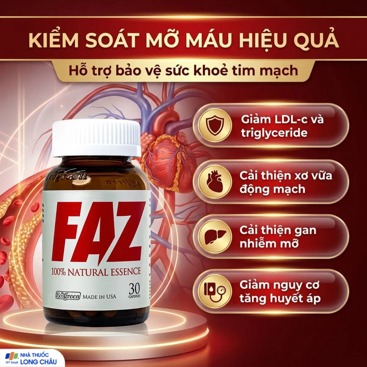 VIÊN UỐNG HỖ TRỢ GIẢM CHOLESTEROL TOÀN PHẦN FAZ ECOGREEN 30V 3