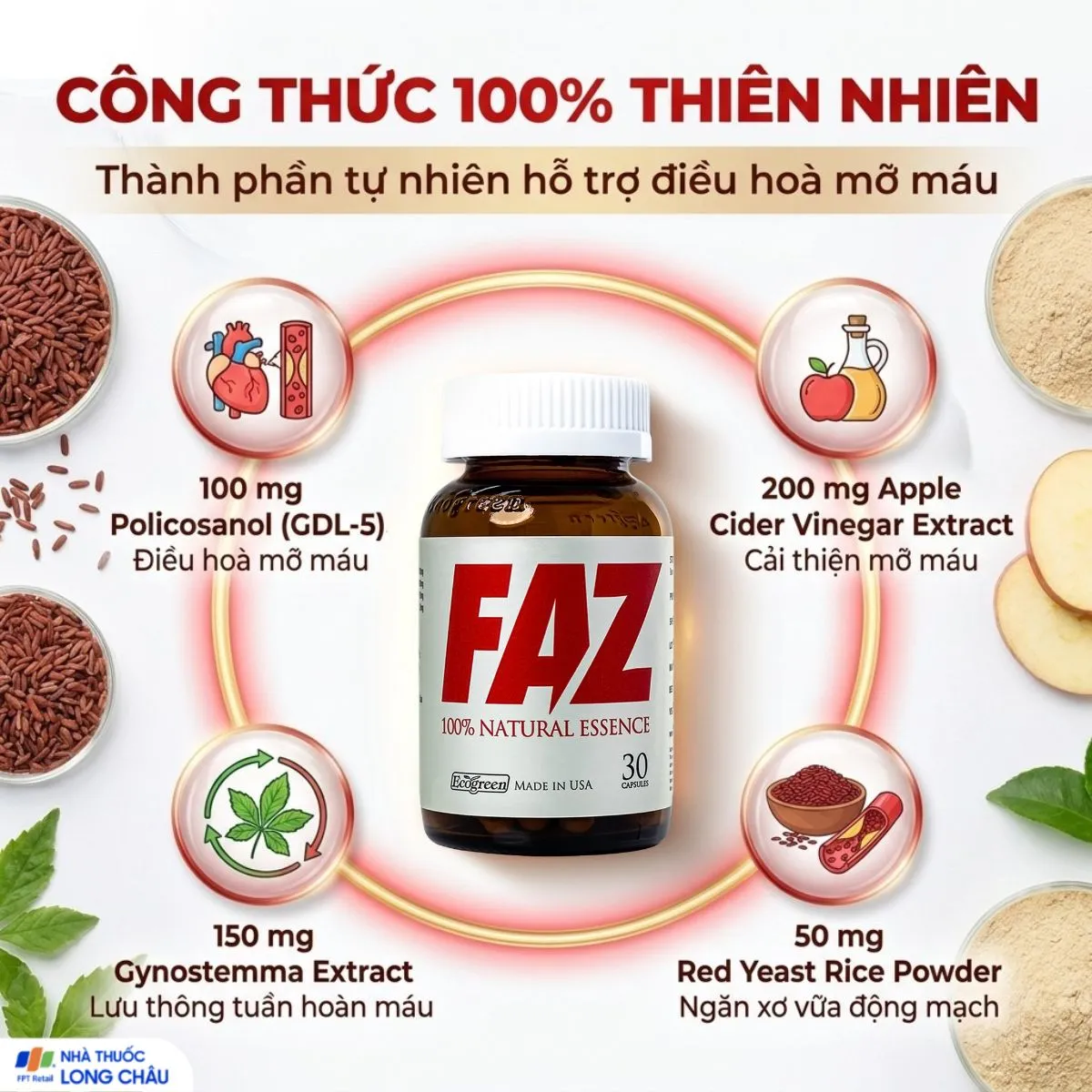 VIÊN UỐNG HỖ TRỢ GIẢM CHOLESTEROL TOÀN PHẦN FAZ ECOGREEN 30V 4