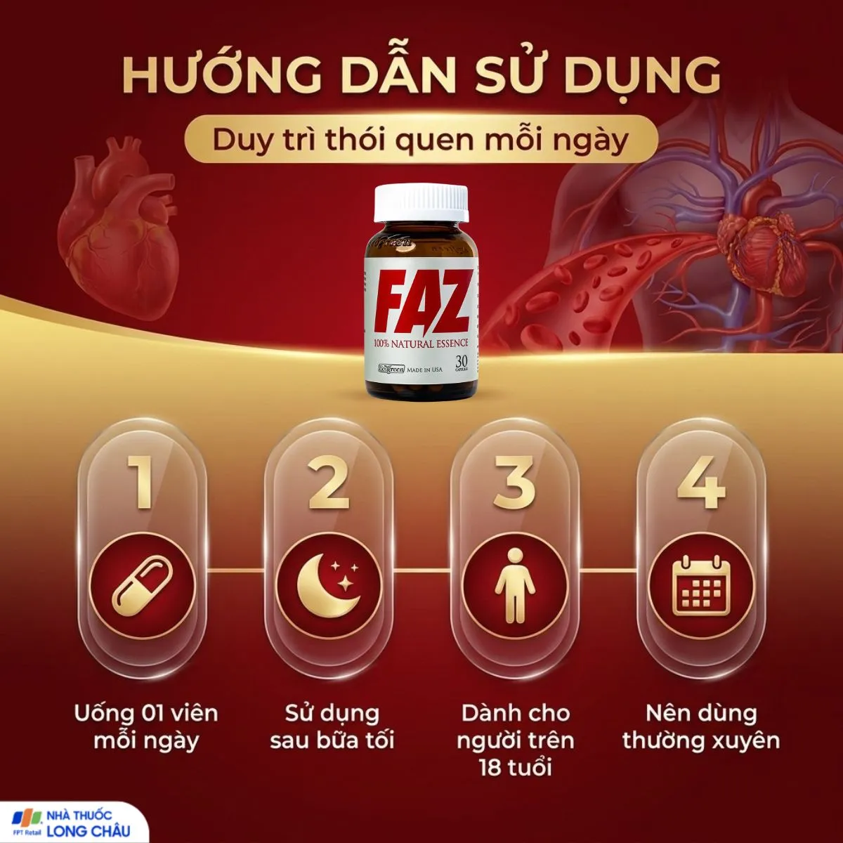 VIÊN UỐNG HỖ TRỢ GIẢM CHOLESTEROL TOÀN PHẦN FAZ ECOGREEN 30V 5