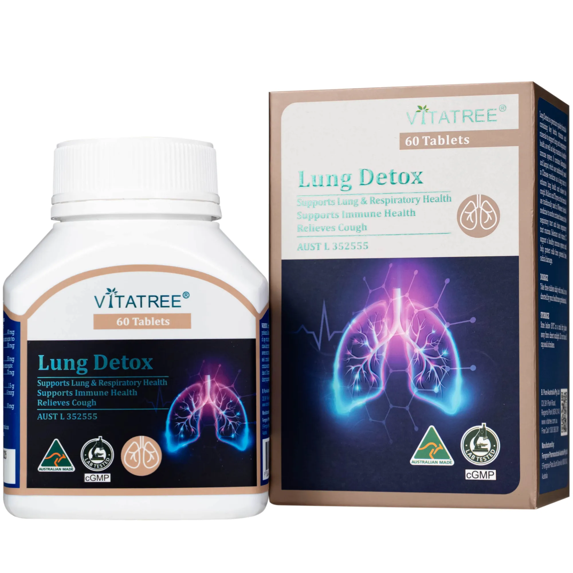 VIÊN UỐNG HỖ TRỢ GIẢM HO, TĂNG CƯỜNG SỨC ĐỀ KHÁNG VITATREE LUNG DETOX 60V