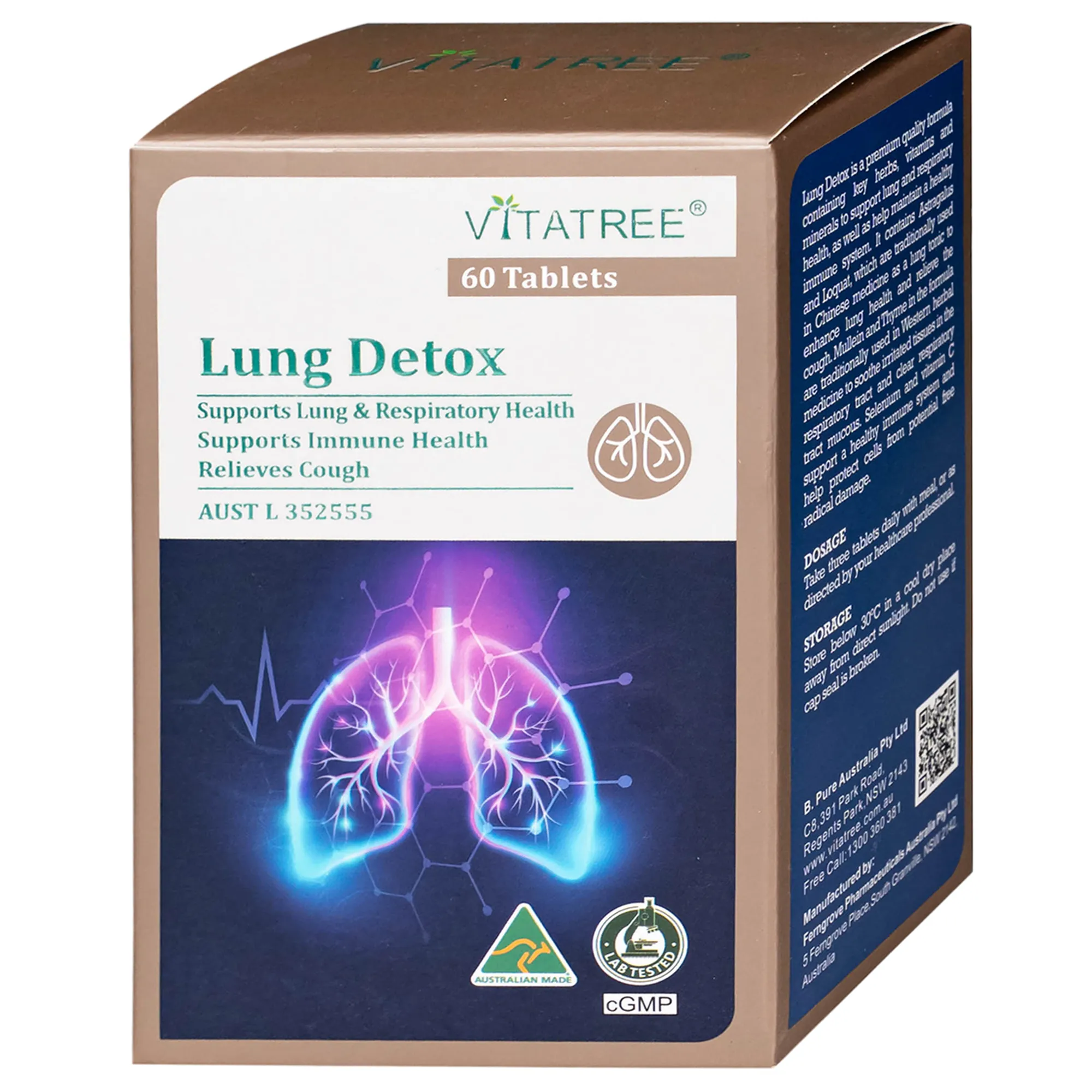 VIÊN UỐNG HỖ TRỢ GIẢM HO, TĂNG CƯỜNG SỨC ĐỀ KHÁNG VITATREE LUNG DETOX 60V 2