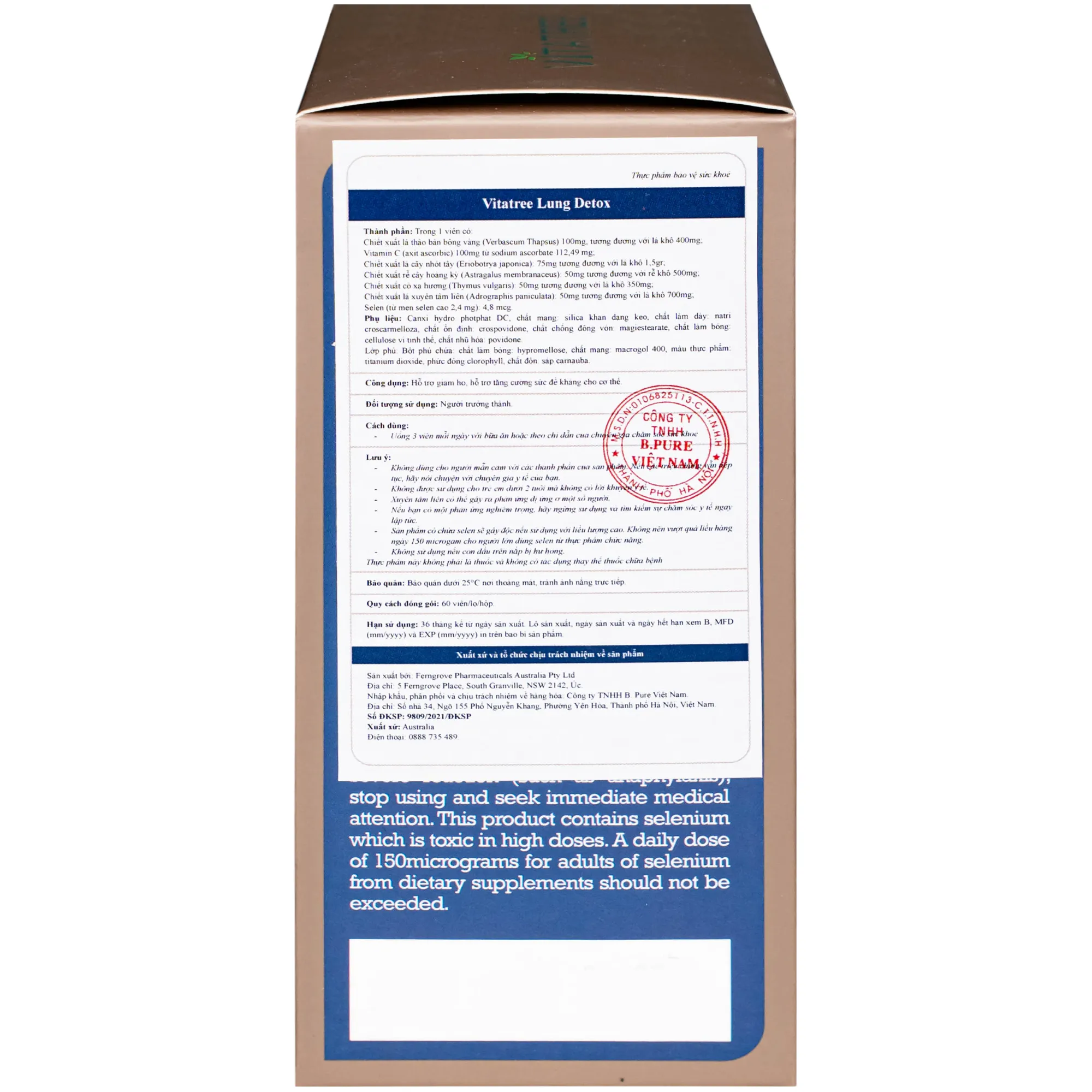 VIÊN UỐNG HỖ TRỢ GIẢM HO, TĂNG CƯỜNG SỨC ĐỀ KHÁNG VITATREE LUNG DETOX 60V 4