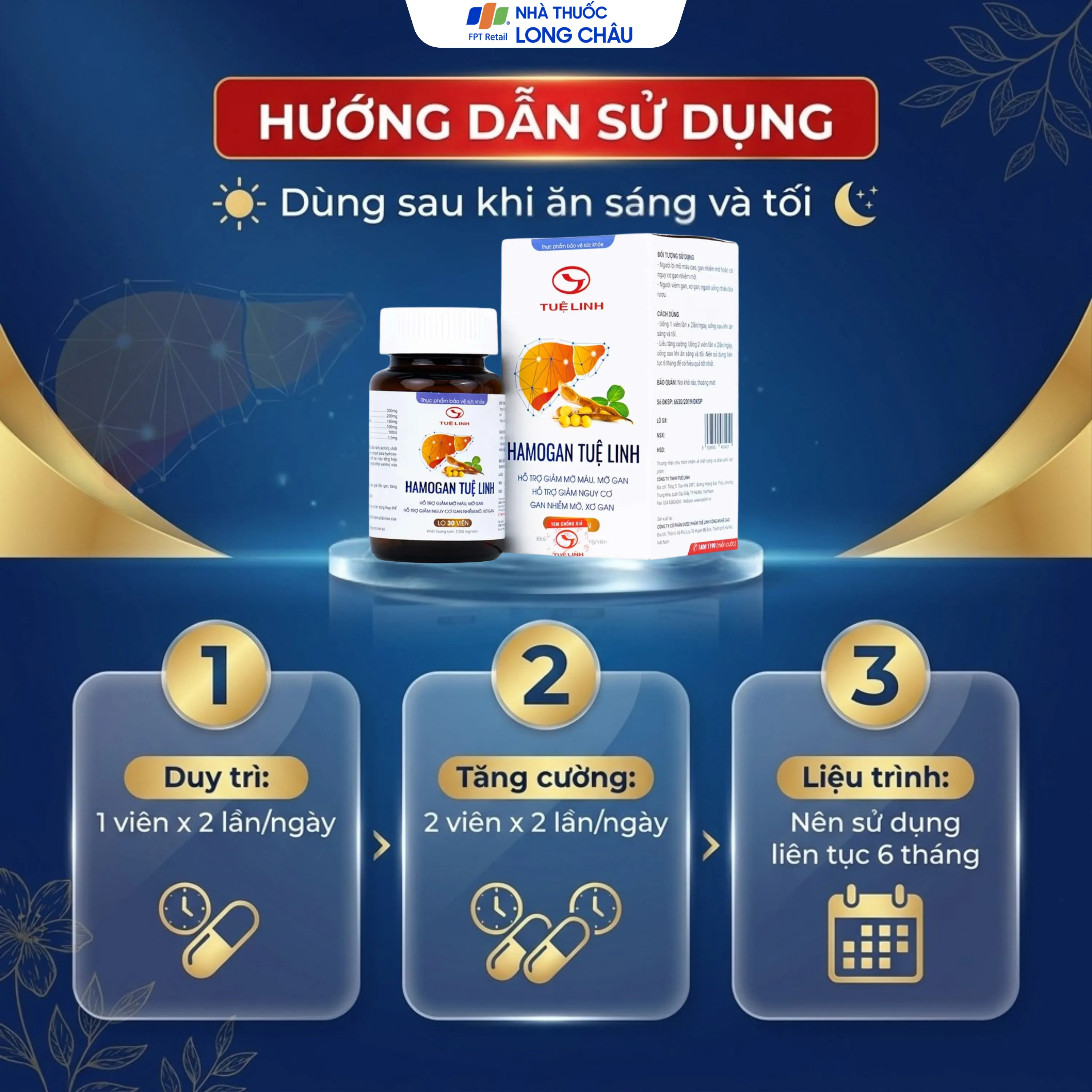 VIÊN UỐNG HỖ TRỢ GIẢM MỠ MÁU, MỠ GAN HAMOGAN TUỆ LINH 30V 3