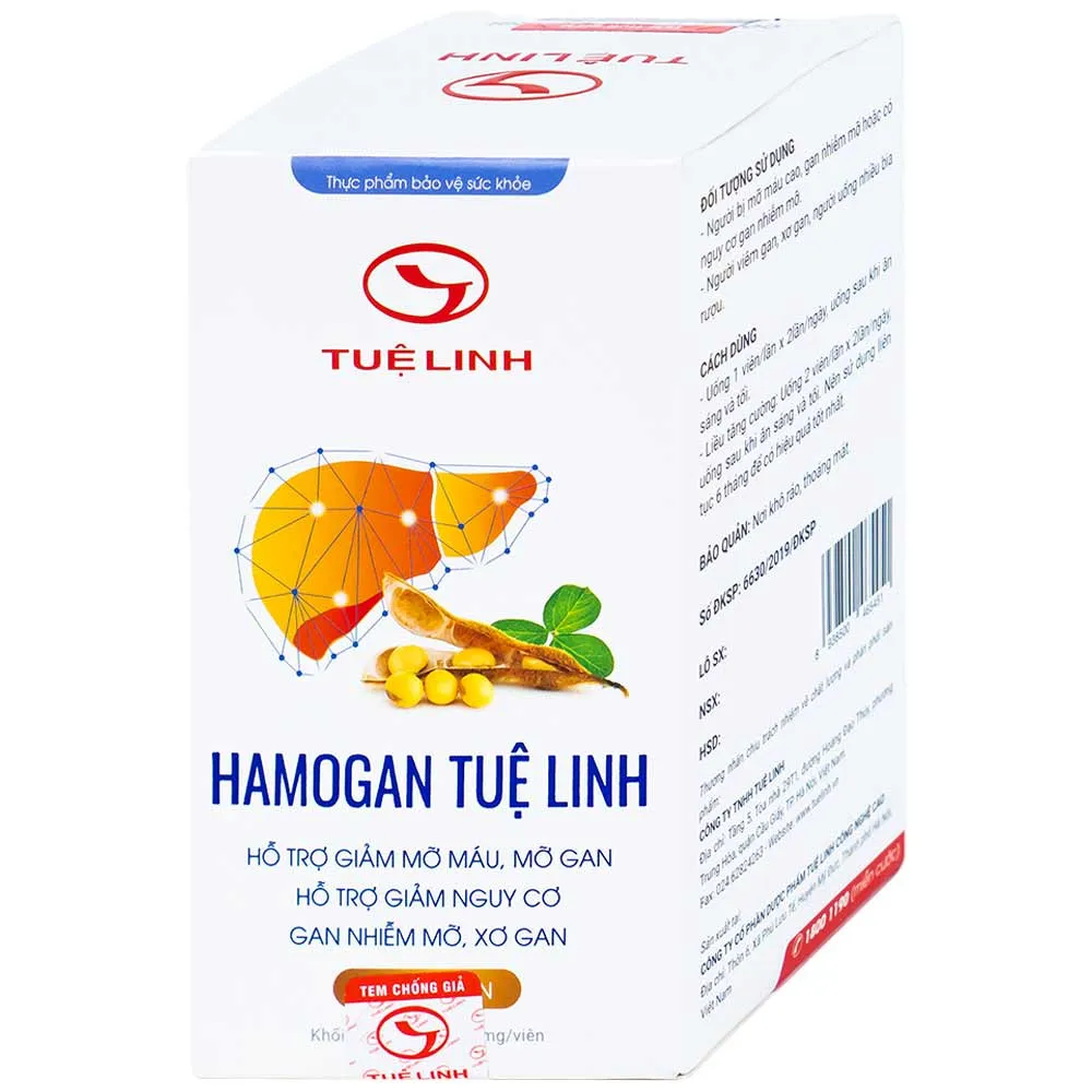 VIÊN UỐNG HỖ TRỢ GIẢM MỠ MÁU, MỠ GAN HAMOGAN TUỆ LINH 30V 4