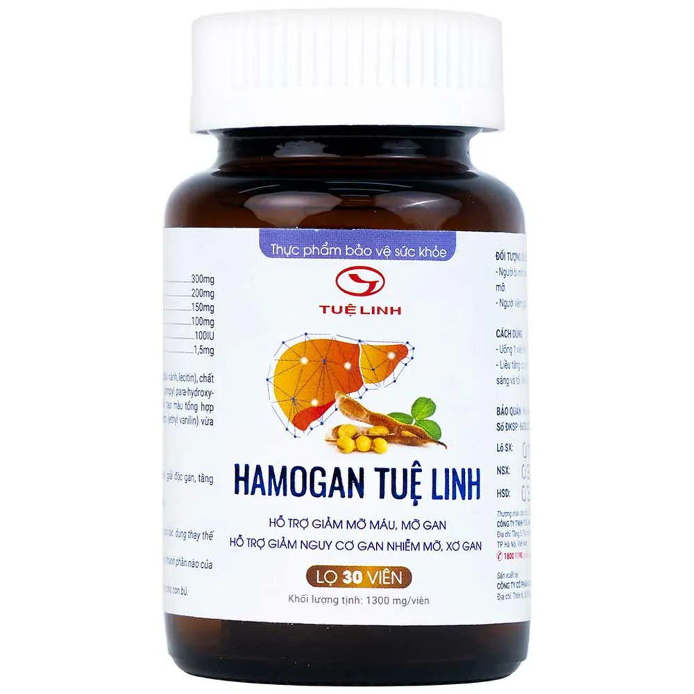 VIÊN UỐNG HỖ TRỢ GIẢM MỠ MÁU, MỠ GAN HAMOGAN TUỆ LINH 30V 9