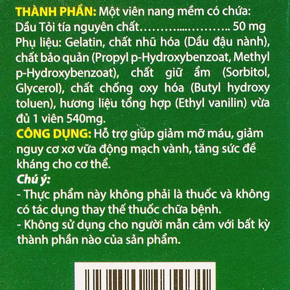 VIÊN UỐNG HỖ TRỢ GIẢM MỠ MÁU DẦU TỎI TUỆ LINH 100V 9