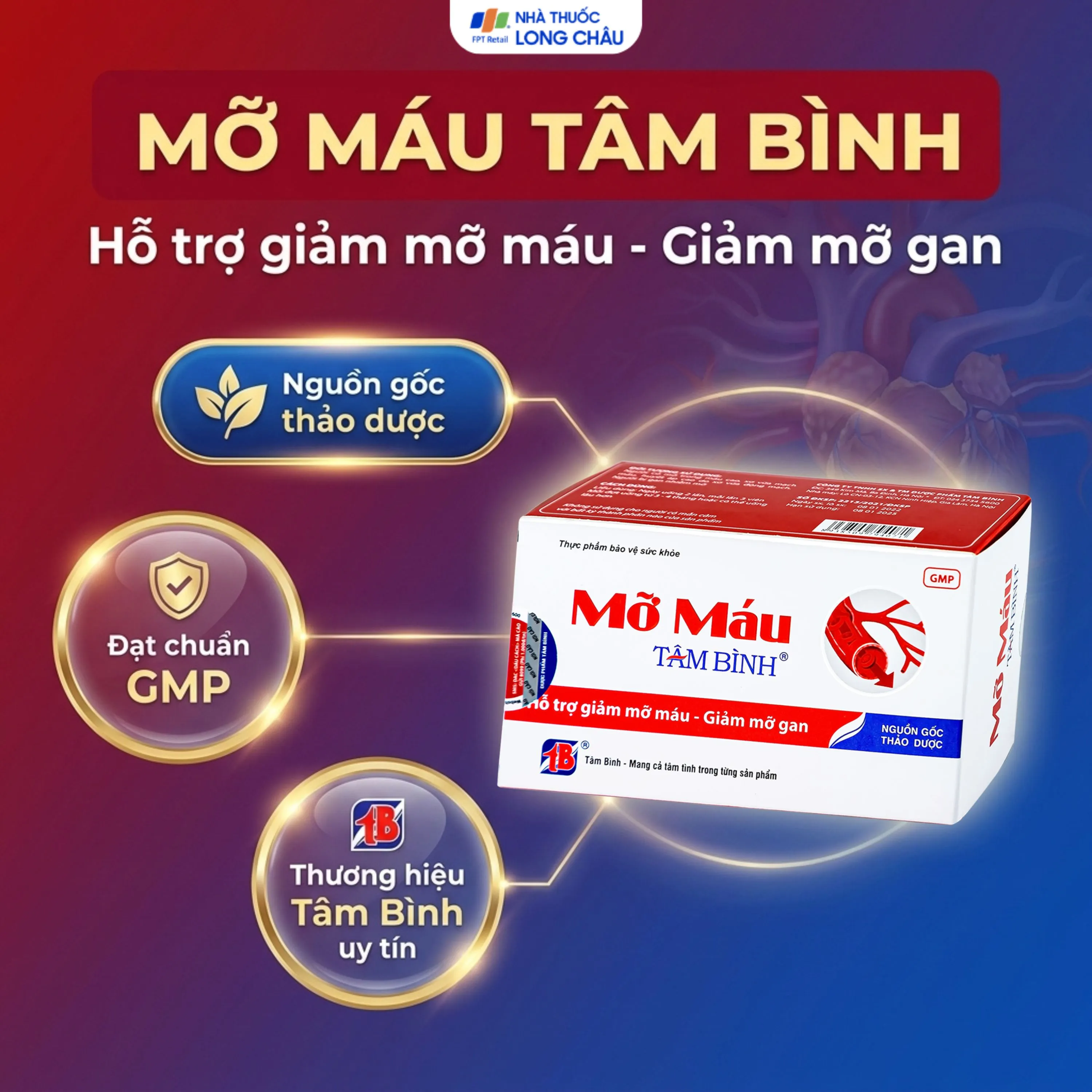 VIÊN UỐNG HỖ TRỢ GIẢM MỠ MÁU TÂM BÌNH 5X12 2