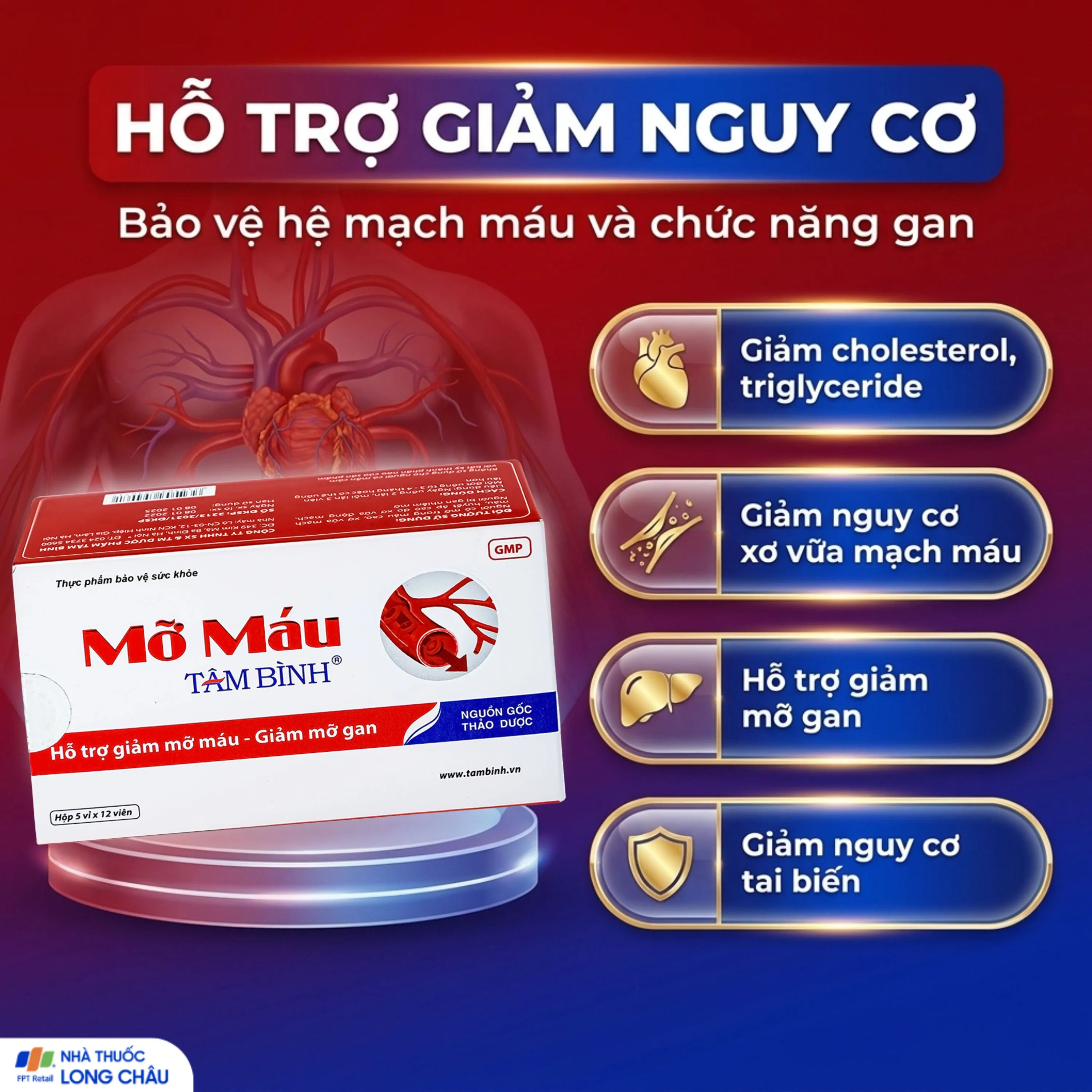 VIÊN UỐNG HỖ TRỢ GIẢM MỠ MÁU TÂM BÌNH 5X12 4