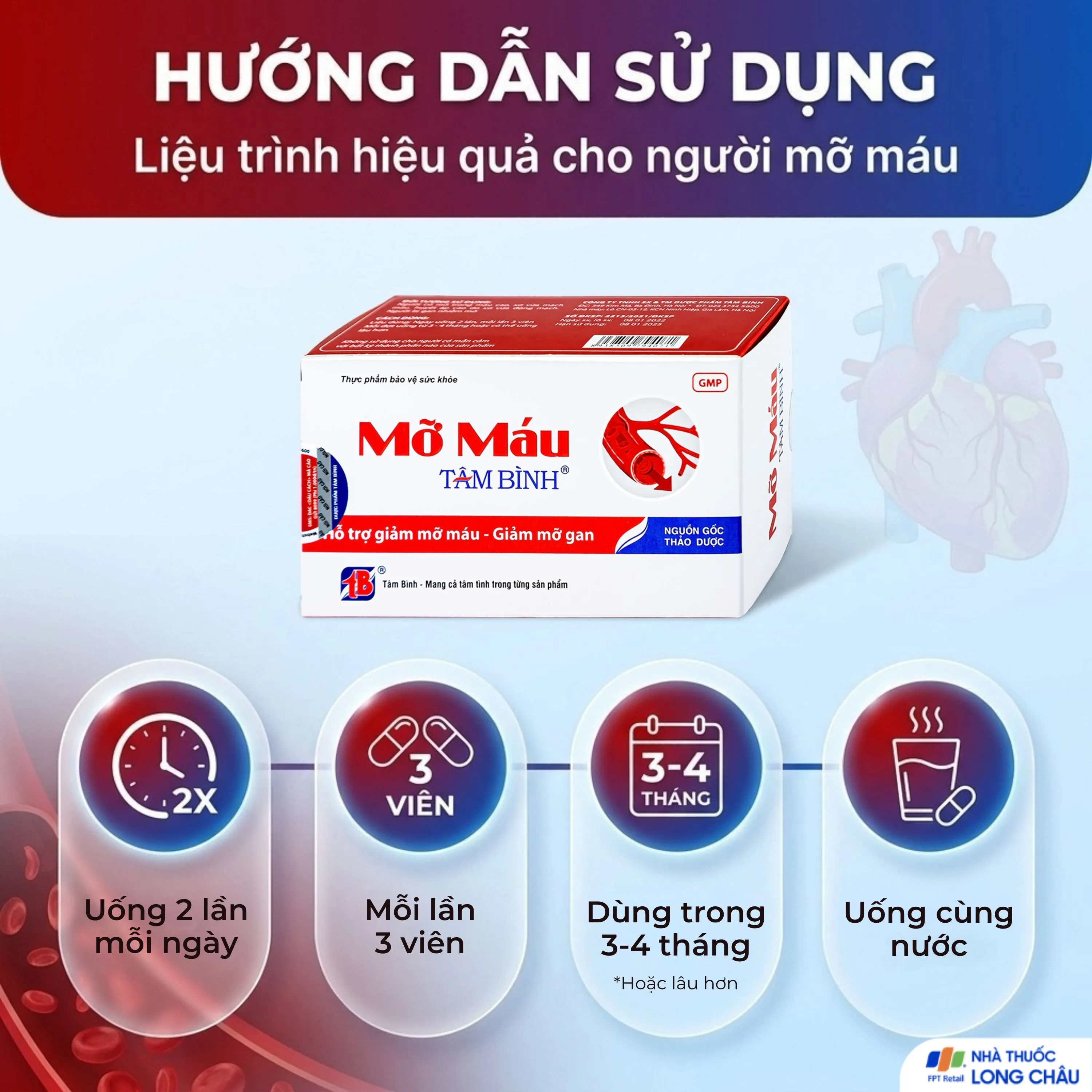 VIÊN UỐNG HỖ TRỢ GIẢM MỠ MÁU TÂM BÌNH 5X12 5