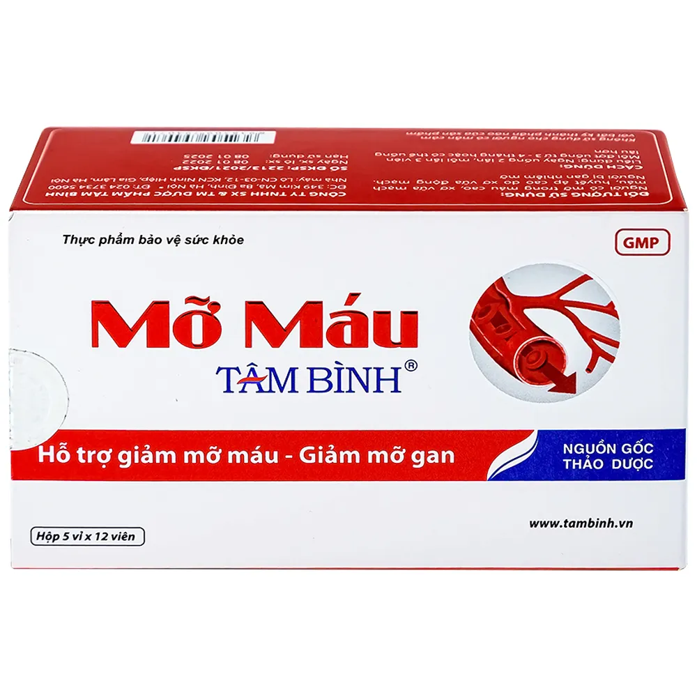 VIÊN UỐNG HỖ TRỢ GIẢM MỠ MÁU TÂM BÌNH 5X12 8
