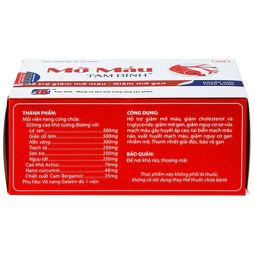VIÊN UỐNG HỖ TRỢ GIẢM MỠ MÁU TÂM BÌNH 5X12 10