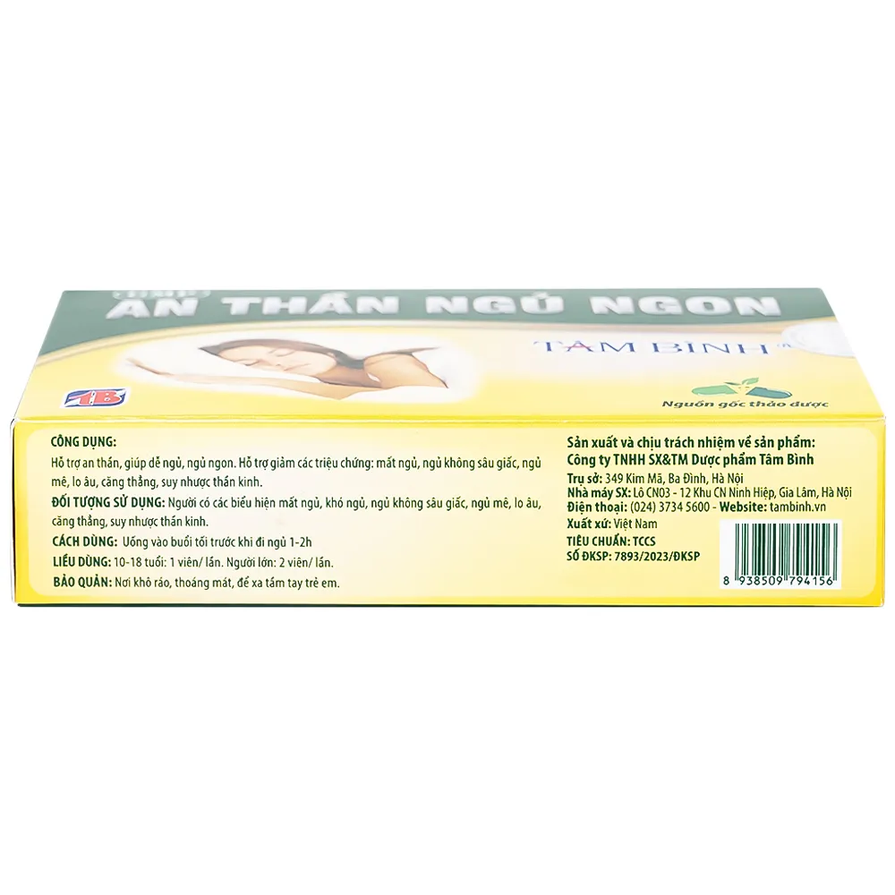 VIÊN UỐNG HỖ TRỢ GIẢM MẤT NGỦ AN THẦN NGỦ NGON TÂM BÌNH 2X10 7