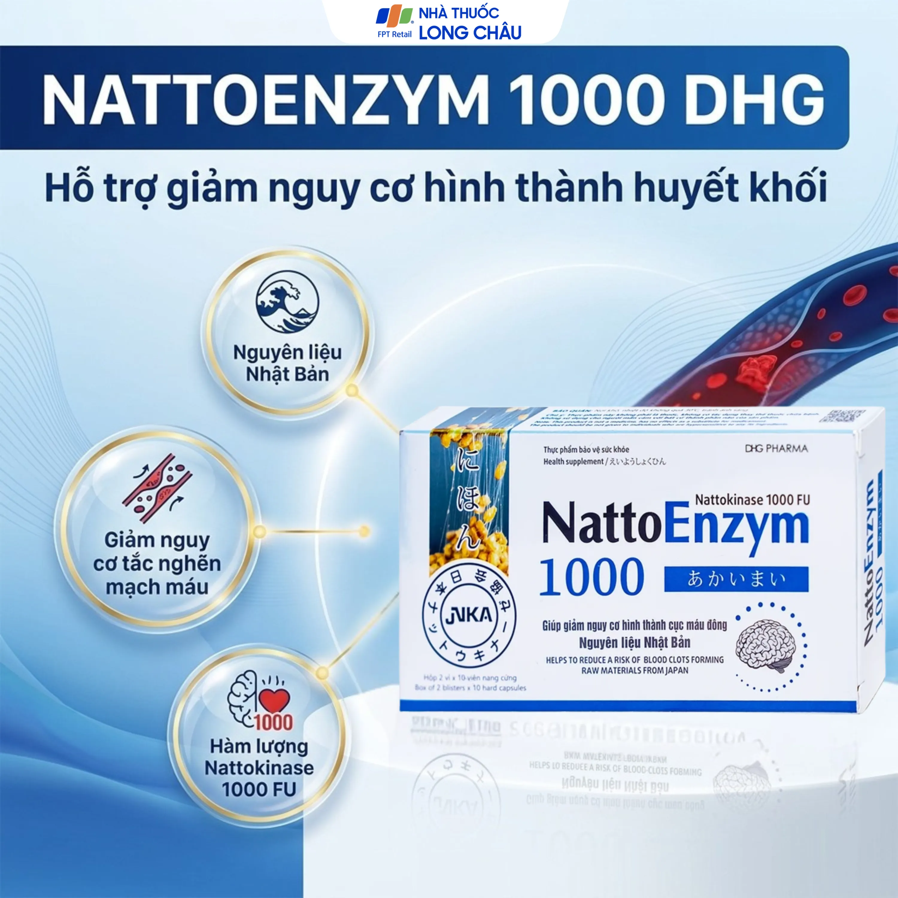 VIÊN UỐNG HỖ TRỢ GIẢM NGUY CƠ HUYẾT KHỐI NATTOENZYM 1000 DHG 2X10 2