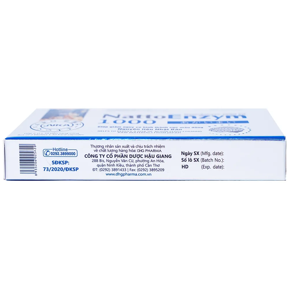 VIÊN UỐNG HỖ TRỢ GIẢM NGUY CƠ HUYẾT KHỐI NATTOENZYM 1000 DHG 2X10 4