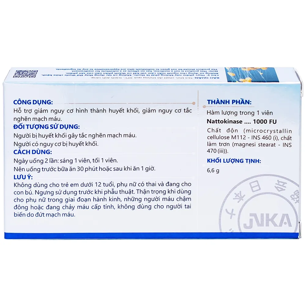 VIÊN UỐNG HỖ TRỢ GIẢM NGUY CƠ HUYẾT KHỐI NATTOENZYM 1000 DHG 2X10 6