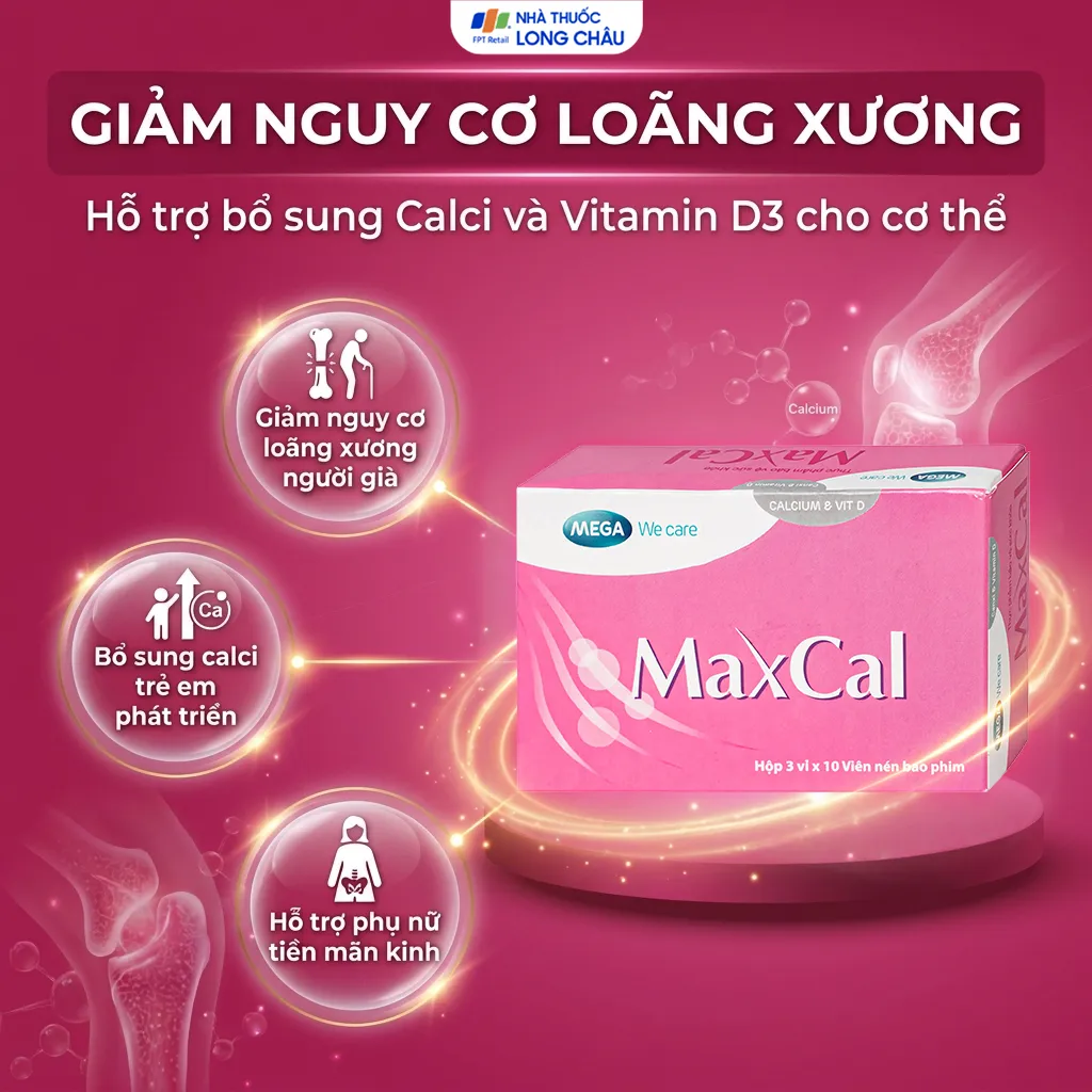 VIÊN UỐNG HỖ TRỢ GIẢM NGUY CƠ LOÃNG XƯƠNG MAXCAL MEGA 3X10 2