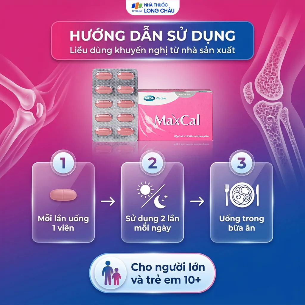 VIÊN UỐNG HỖ TRỢ GIẢM NGUY CƠ LOÃNG XƯƠNG MAXCAL MEGA 3X10 5