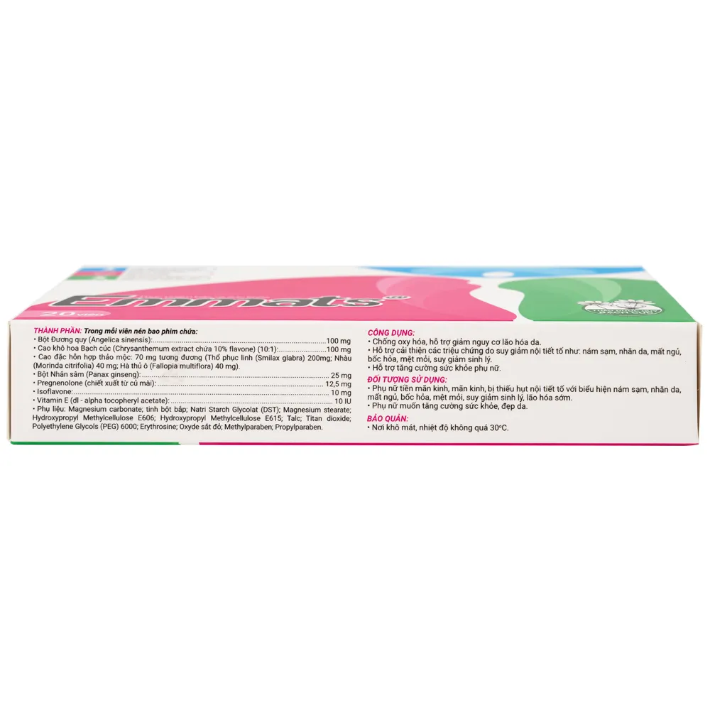 VIÊN UỐNG HỖ TRỢ GIẢM NGUY CƠ LÃO HÓA DA EMMATS TW3 2X10 4