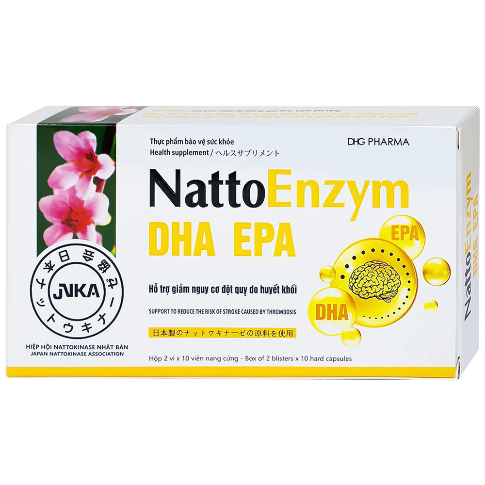 VIÊN UỐNG HỖ TRỢ GIẢM NGUY CƠ ĐỘT QUỴ DO HUYẾT KHỐI NATTOENZYM DHA EPA DHG 2X10