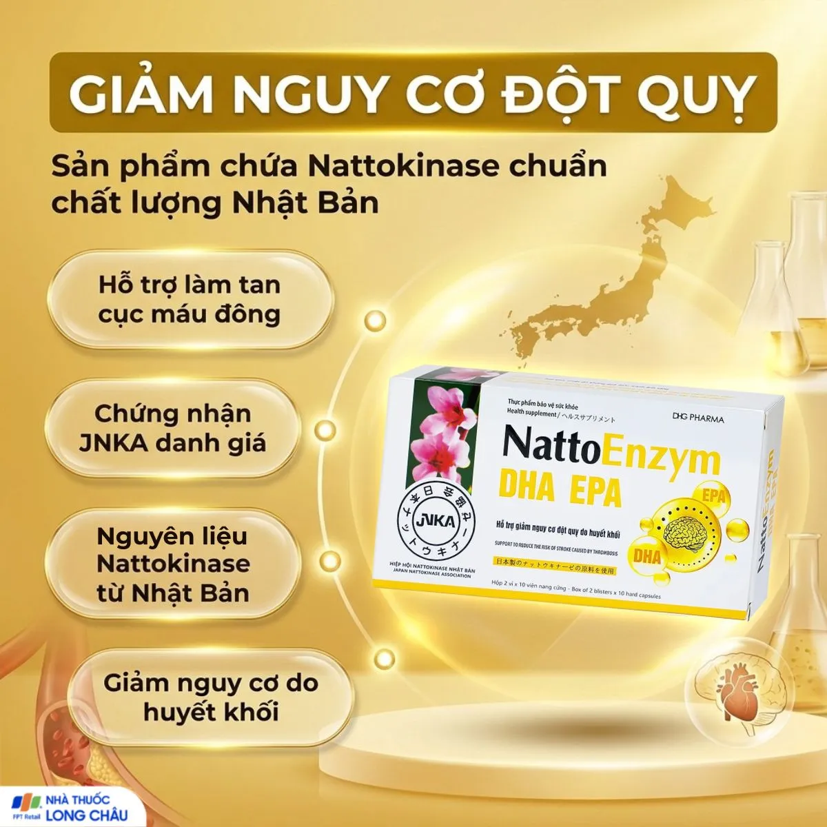 VIÊN UỐNG HỖ TRỢ GIẢM NGUY CƠ ĐỘT QUỴ DO HUYẾT KHỐI NATTOENZYM DHA EPA DHG 2X10 2