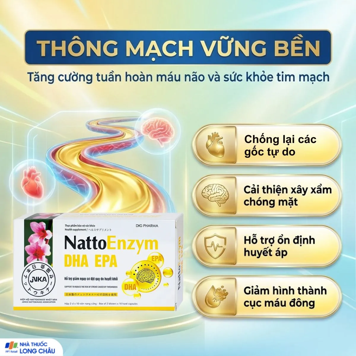 VIÊN UỐNG HỖ TRỢ GIẢM NGUY CƠ ĐỘT QUỴ DO HUYẾT KHỐI NATTOENZYM DHA EPA DHG 2X10 4