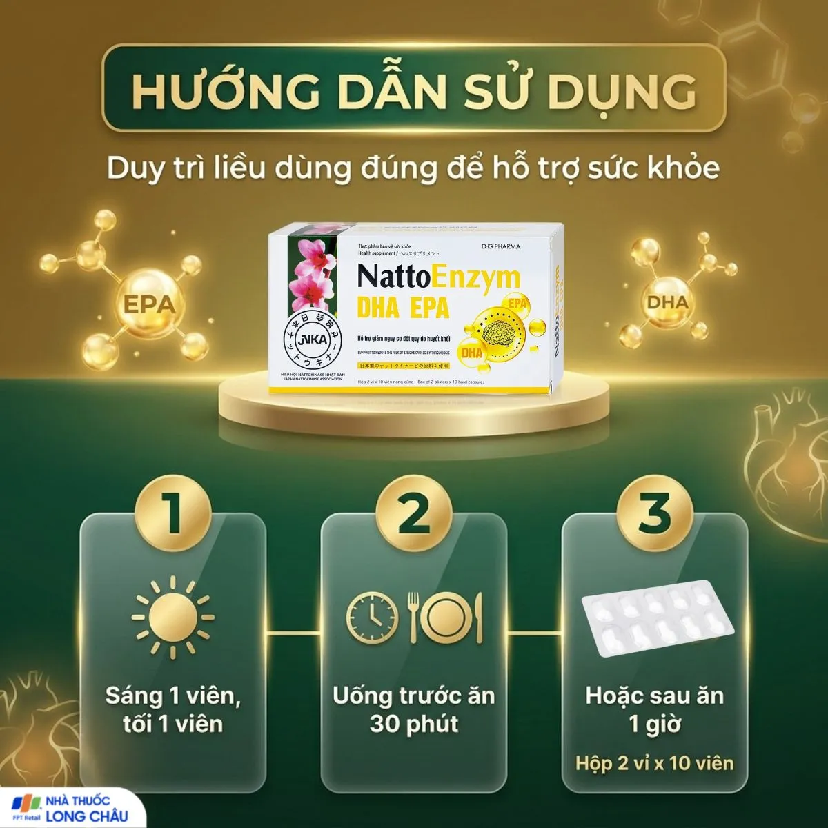 VIÊN UỐNG HỖ TRỢ GIẢM NGUY CƠ ĐỘT QUỴ DO HUYẾT KHỐI NATTOENZYM DHA EPA DHG 2X10 5