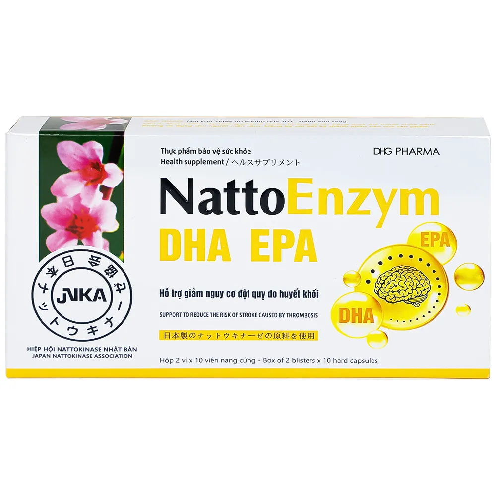 VIÊN UỐNG HỖ TRỢ GIẢM NGUY CƠ ĐỘT QUỴ DO HUYẾT KHỐI NATTOENZYM DHA EPA DHG 2X10 6