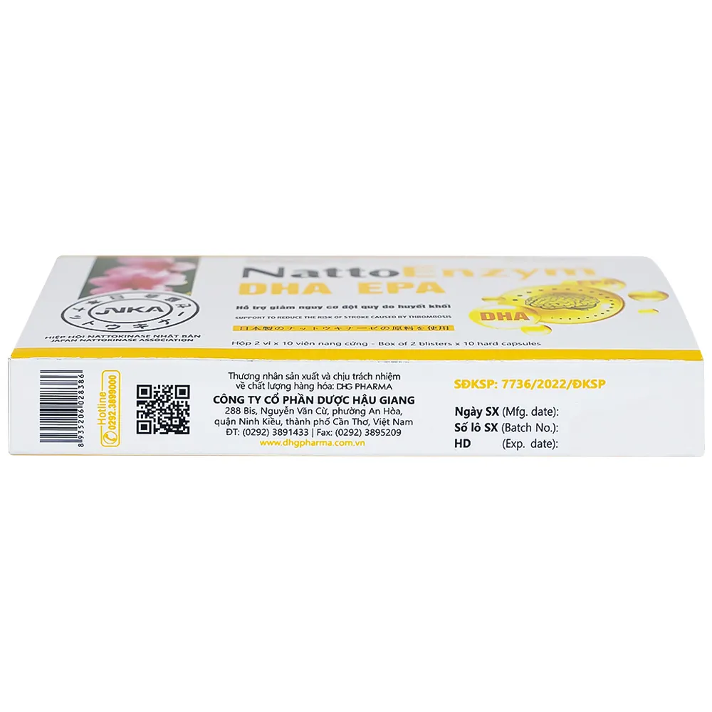 VIÊN UỐNG HỖ TRỢ GIẢM NGUY CƠ ĐỘT QUỴ DO HUYẾT KHỐI NATTOENZYM DHA EPA DHG 2X10 8